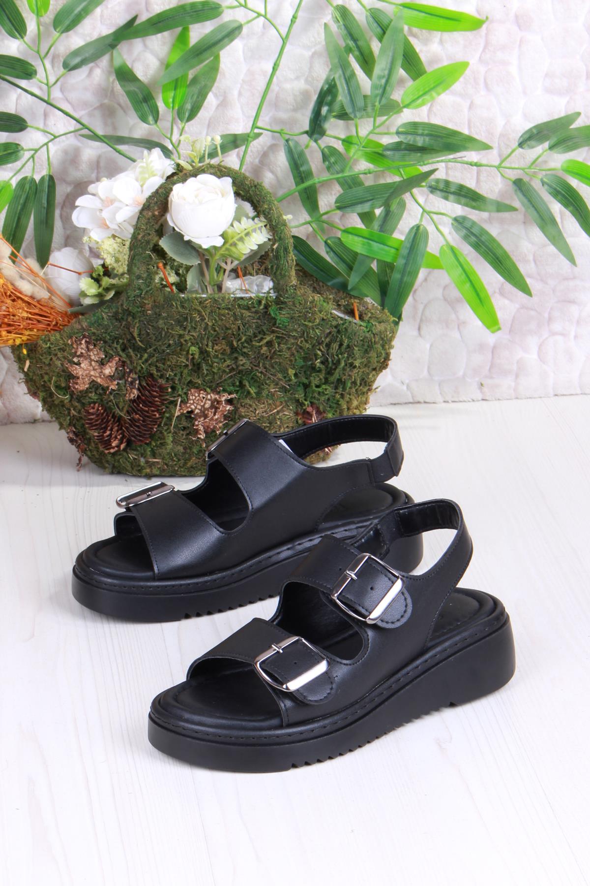 35602 Fancy Anatomik Rahat İki Tokalı Kadın Sandalet - Görsel 5