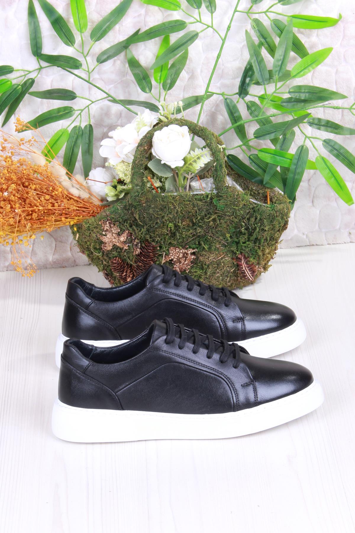 46642 Rahat Hakiki Deri Sneaker Erkek Ayakkabı - Görsel 3