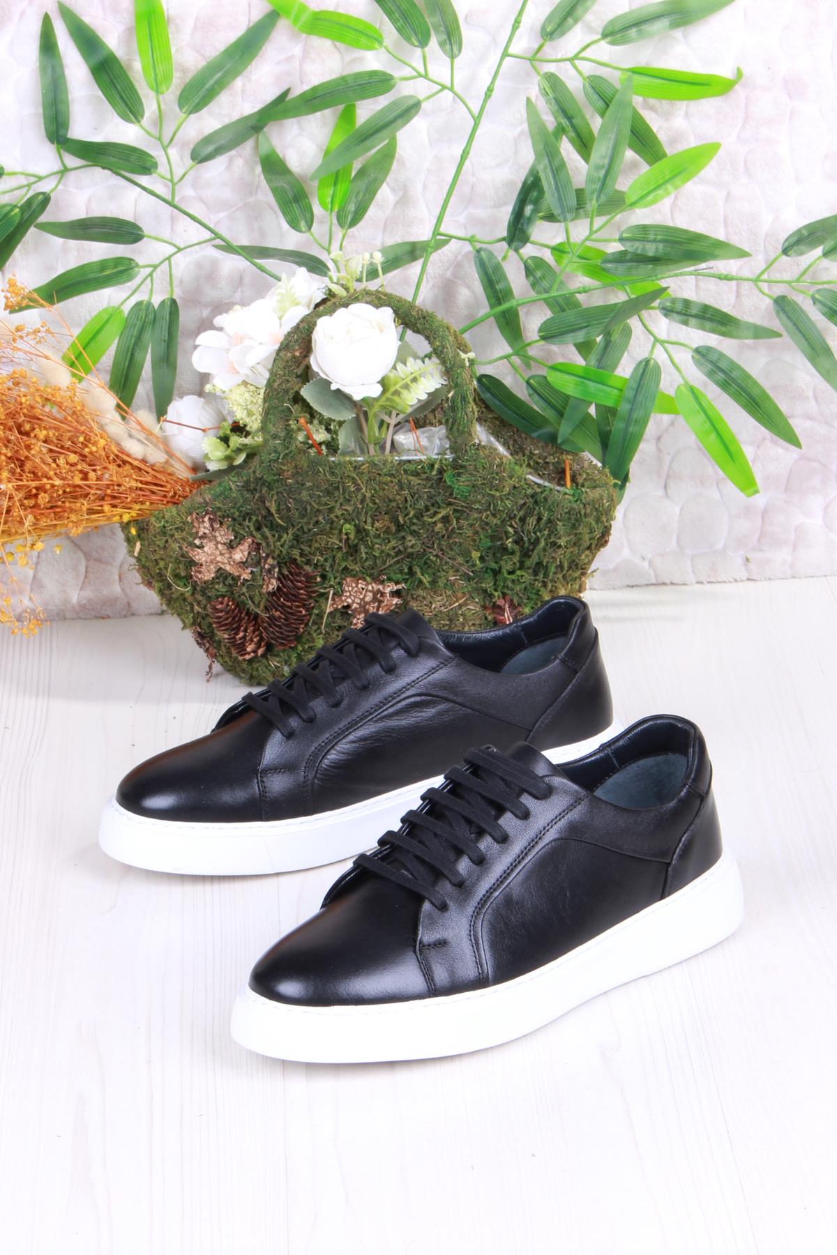 46642 Rahat Hakiki Deri Sneaker Erkek Ayakkabı - Görsel 4