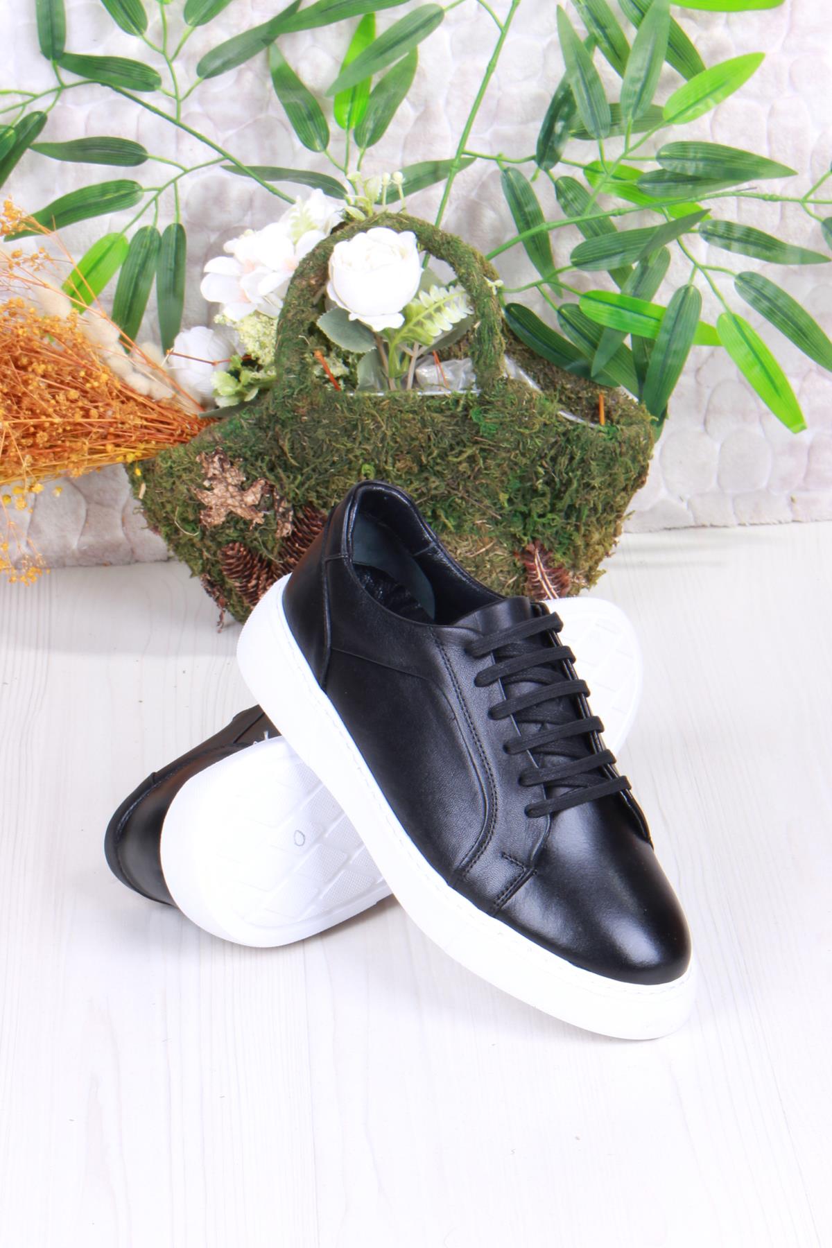 46642 Rahat Hakiki Deri Sneaker Erkek Ayakkabı - Görsel 5