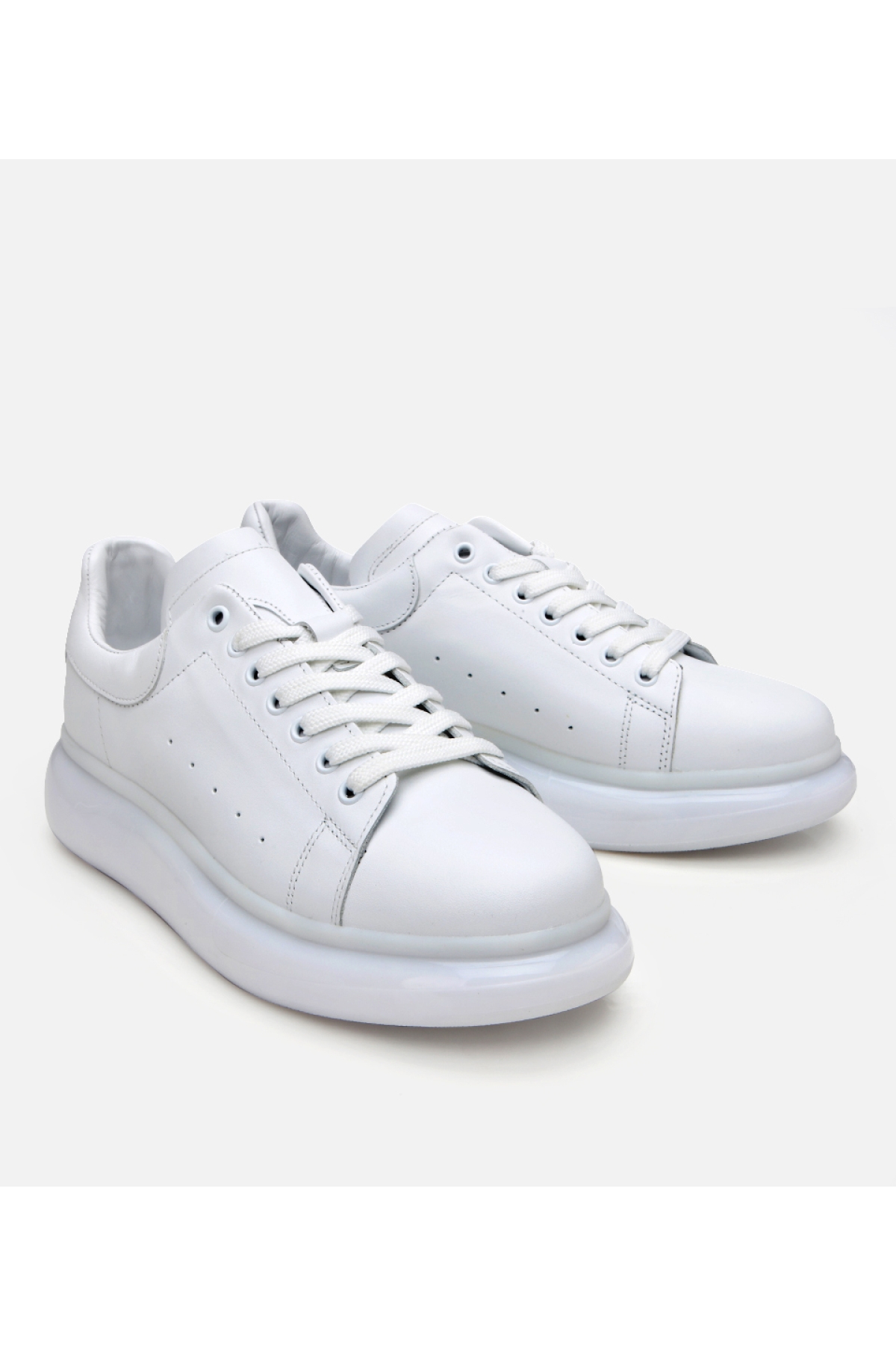 Erkek Deri Beyaz Spor Ayakkabı - Görsel 3