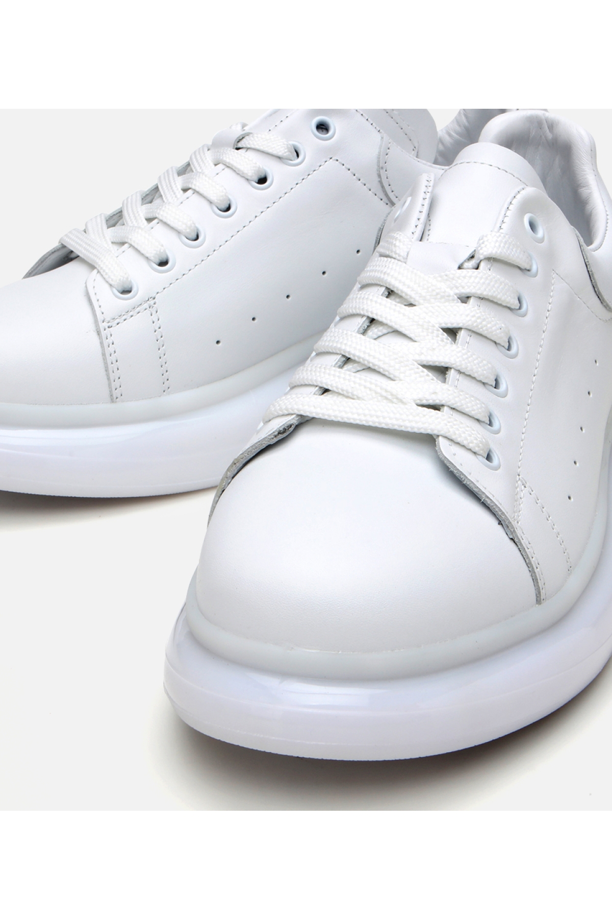 Erkek Deri Beyaz Spor Ayakkabı - Görsel 4