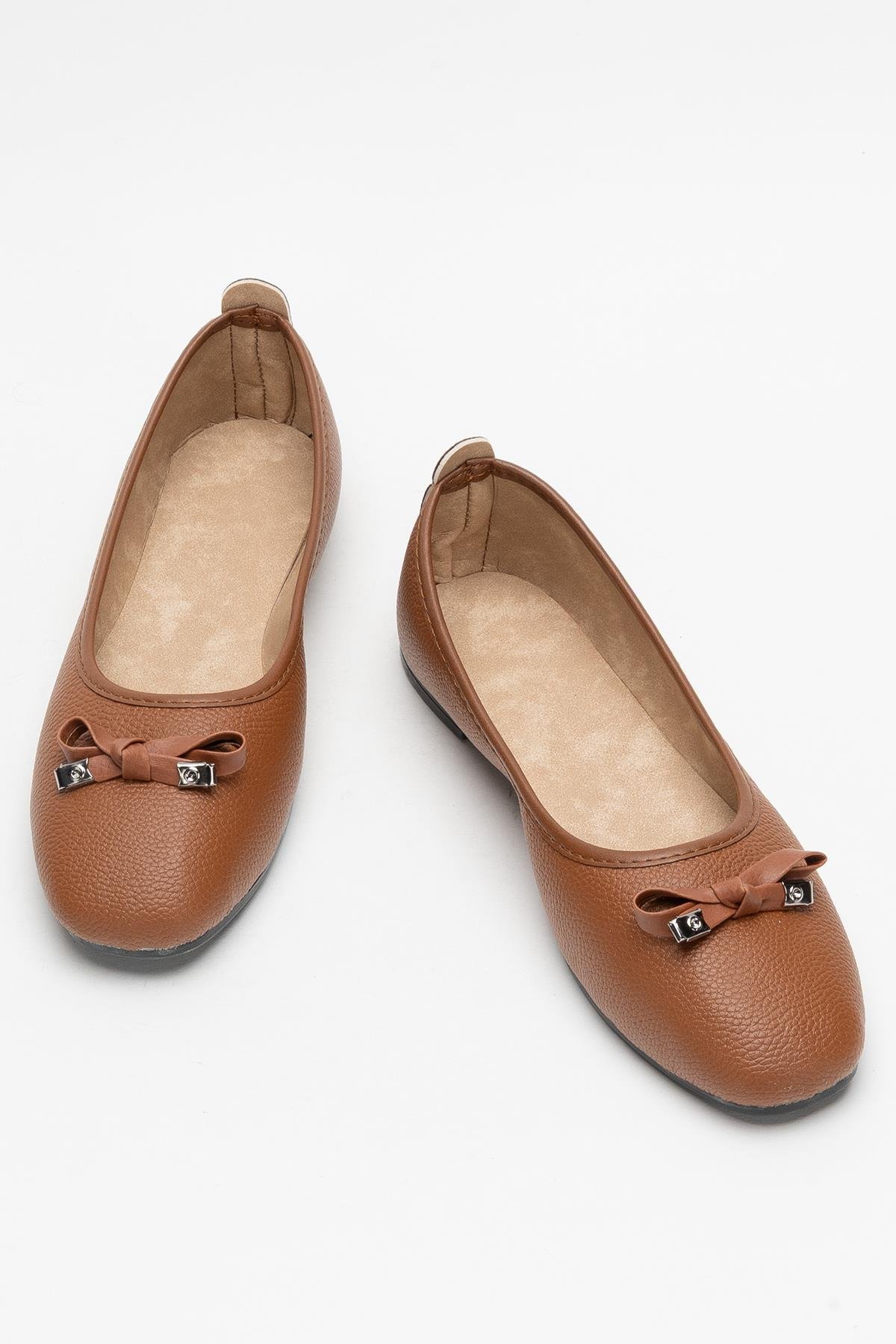 Fiyonklu Günlük Kadın Babet Ayakkabı TABA - Görsel 7