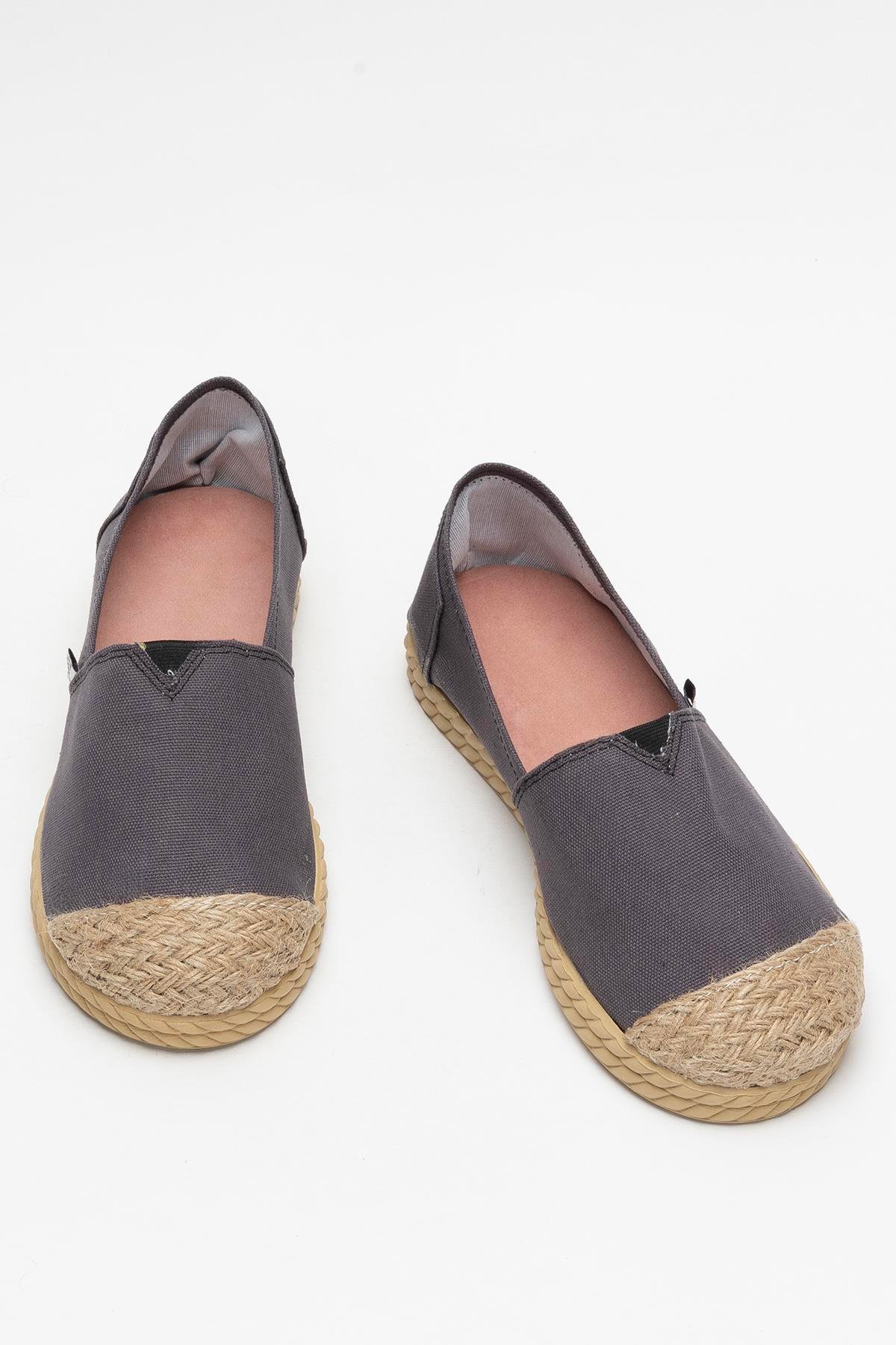 Kadın Keten Babet Ayakkabı FÜME - Görsel 7