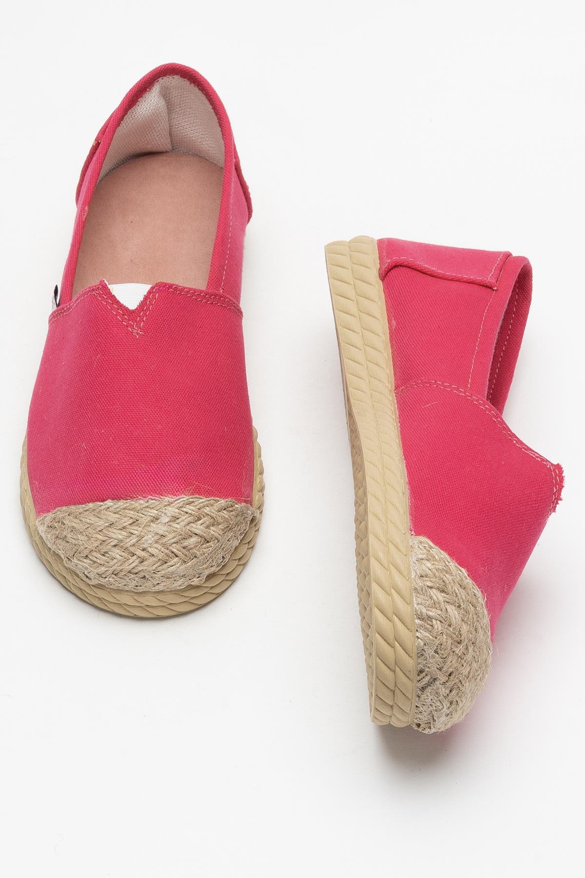Kadın Keten Babet Ayakkabı FUŞYA - Görsel 8
