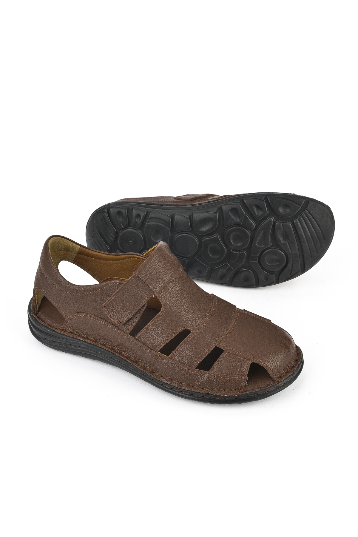 Erkek Hakiki Deri Konfor Sandalet 1511052Z5064 Kahve - Görsel 5