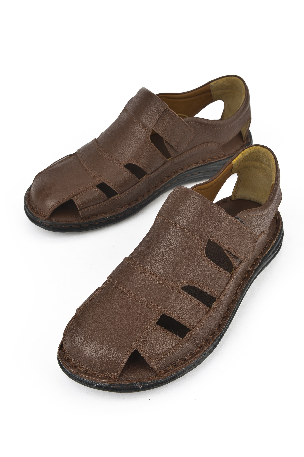 Erkek Hakiki Deri Konfor Sandalet 1511052Z5064 Kahve - Görsel 6