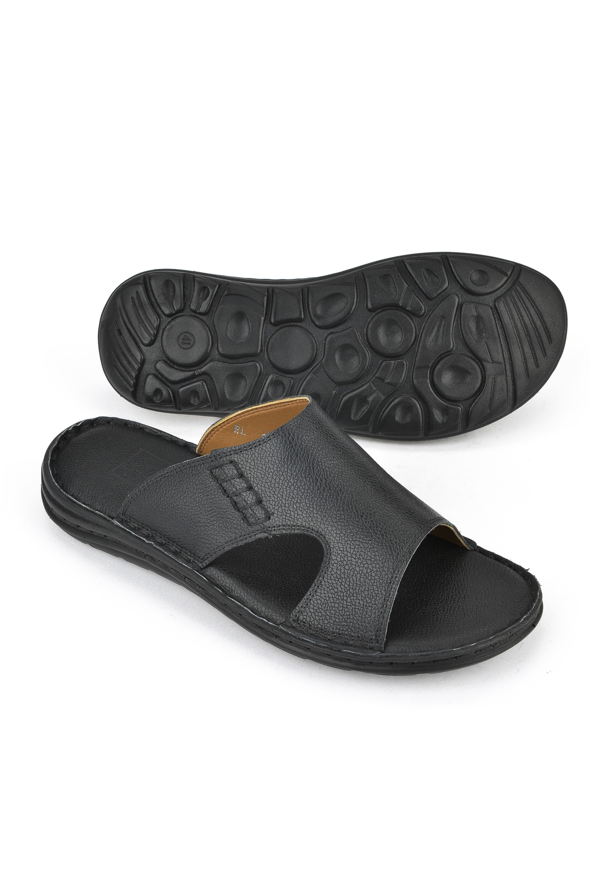 Erkek Hakiki Deri Konfor Terlik 1511052Z0321 Siyah - Görsel 5