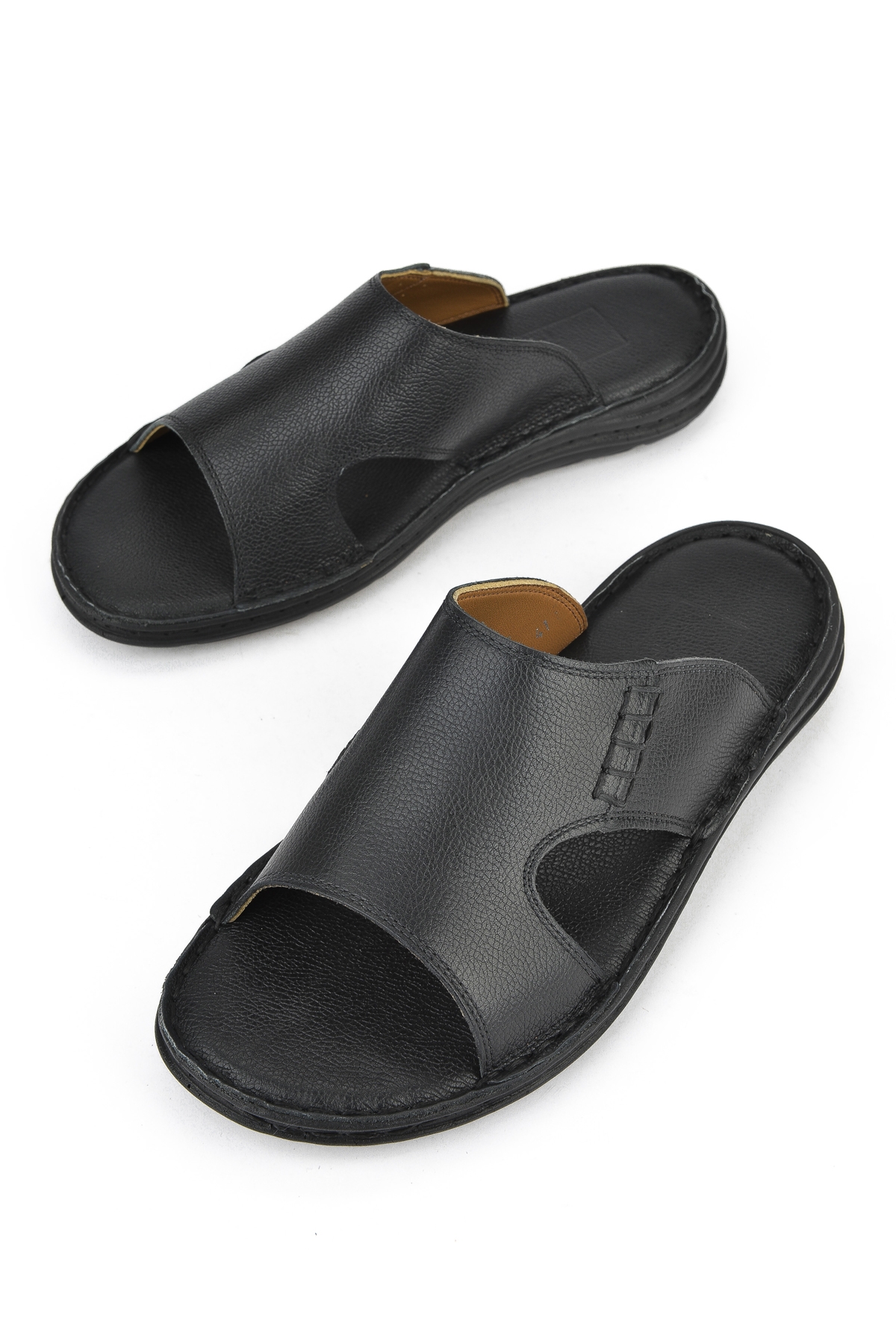 Erkek Hakiki Deri Konfor Terlik 1511052Z0321 Siyah - Görsel 6