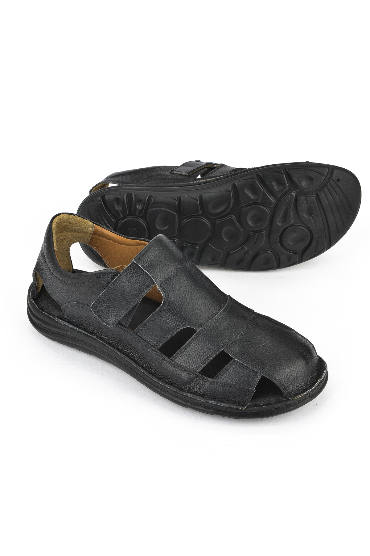 Erkek Hakiki Deri Konfor Sandalet 1511052Z5064 Siyah - Görsel 5