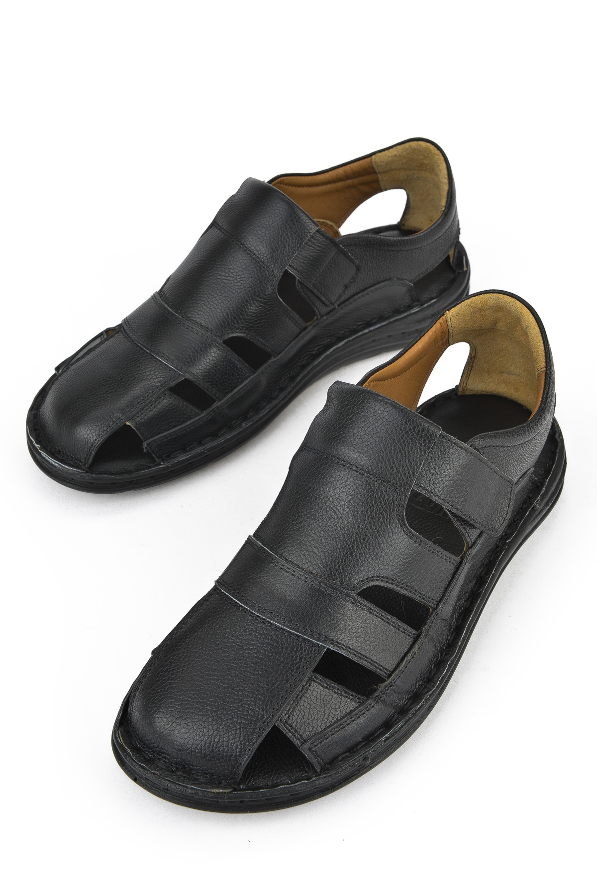 Erkek Hakiki Deri Konfor Sandalet 1511052Z5064 Siyah - Görsel 6