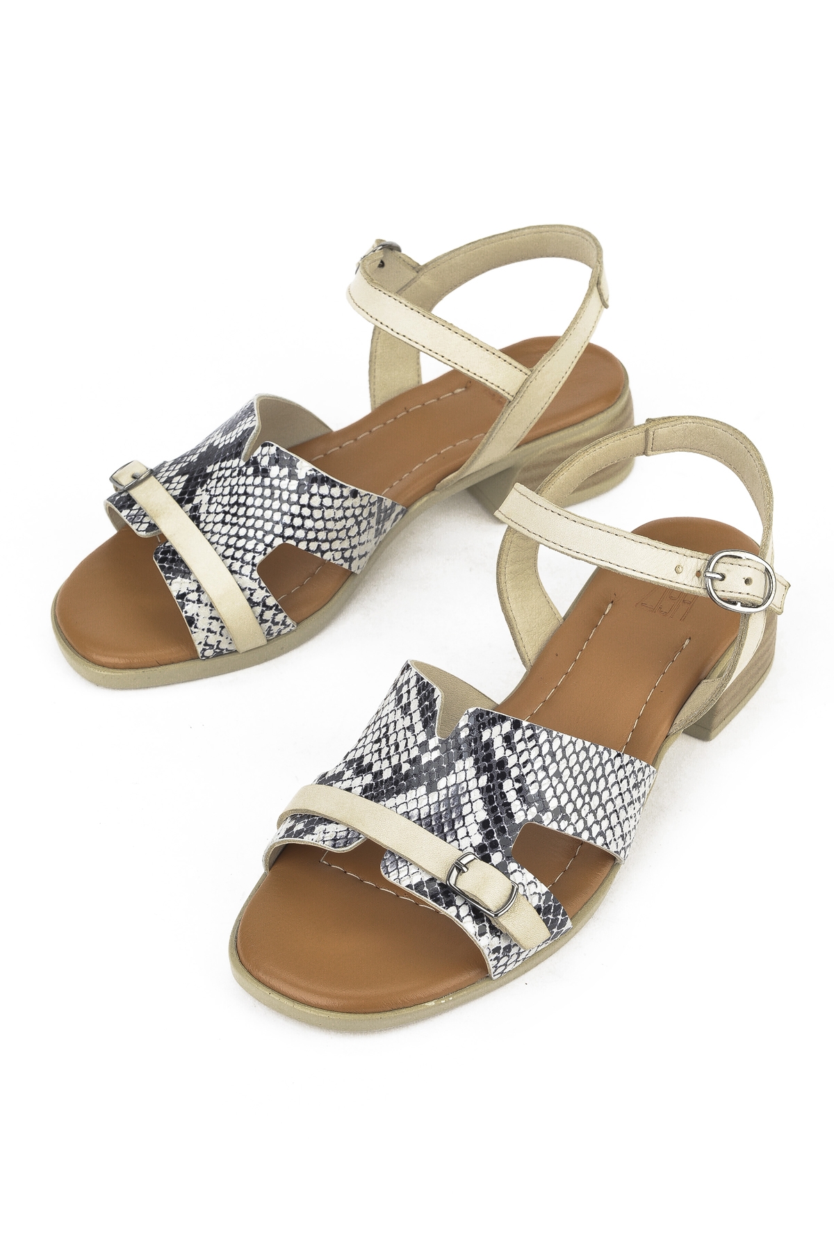 Kadın Hakiki Deri Topuklu Sandalet 1511032Z10209 Kırık Beyaz - Görsel 6