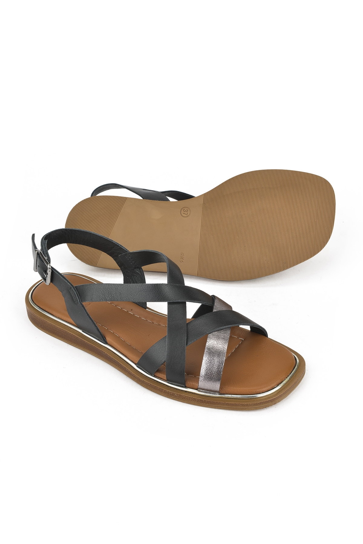 Kadın Hakiki Deri Sandalet 1511032Z11501 Siyah - Görsel 5