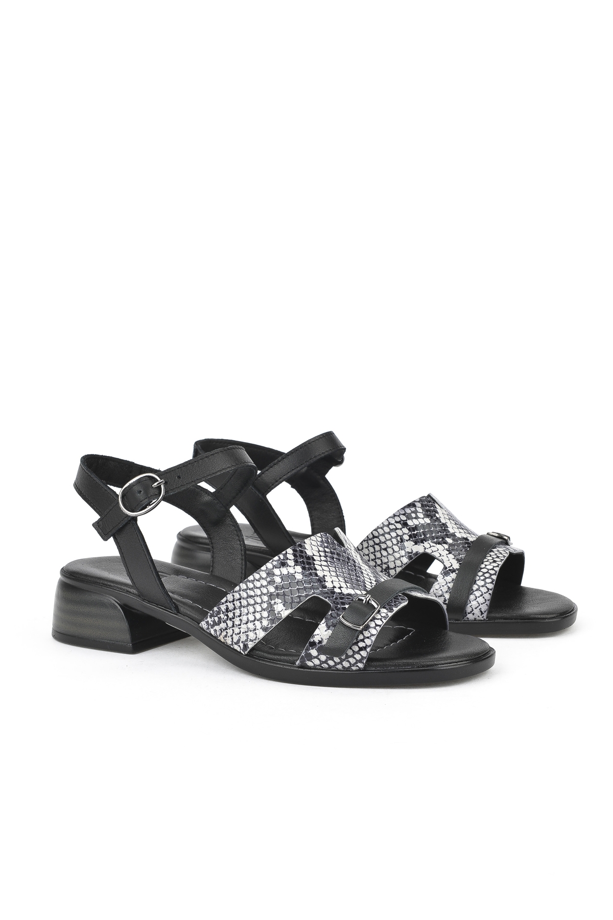 Kadın Hakiki Deri Topuklu Sandalet 1511032Z10209 Siyah - Görsel 3