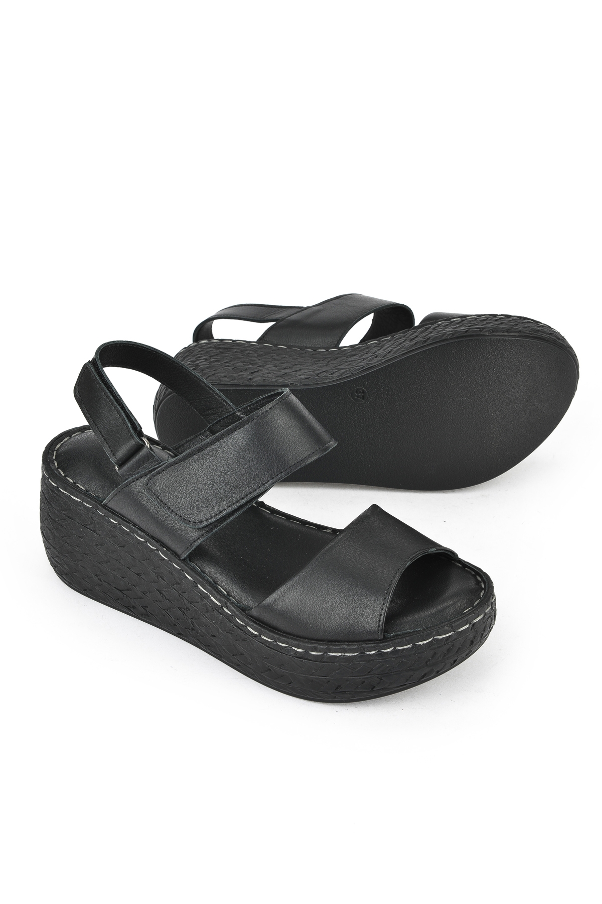 Kadın Hakiki Deri Dolgu Topuk Sandalet 1511032Z7706 Siyah - Görsel 5