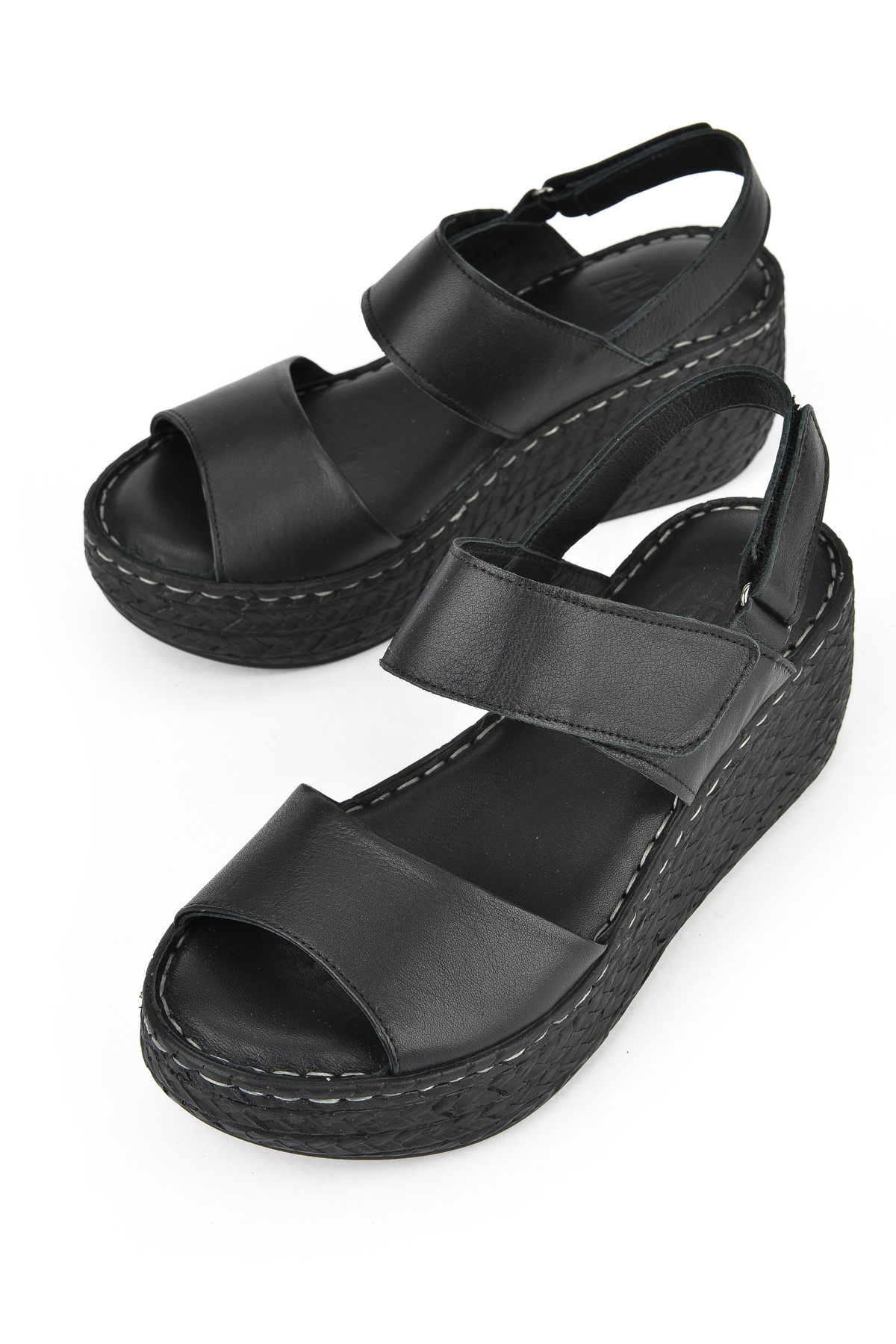 Kadın Hakiki Deri Dolgu Topuk Sandalet 1511032Z7706 Siyah - Görsel 6