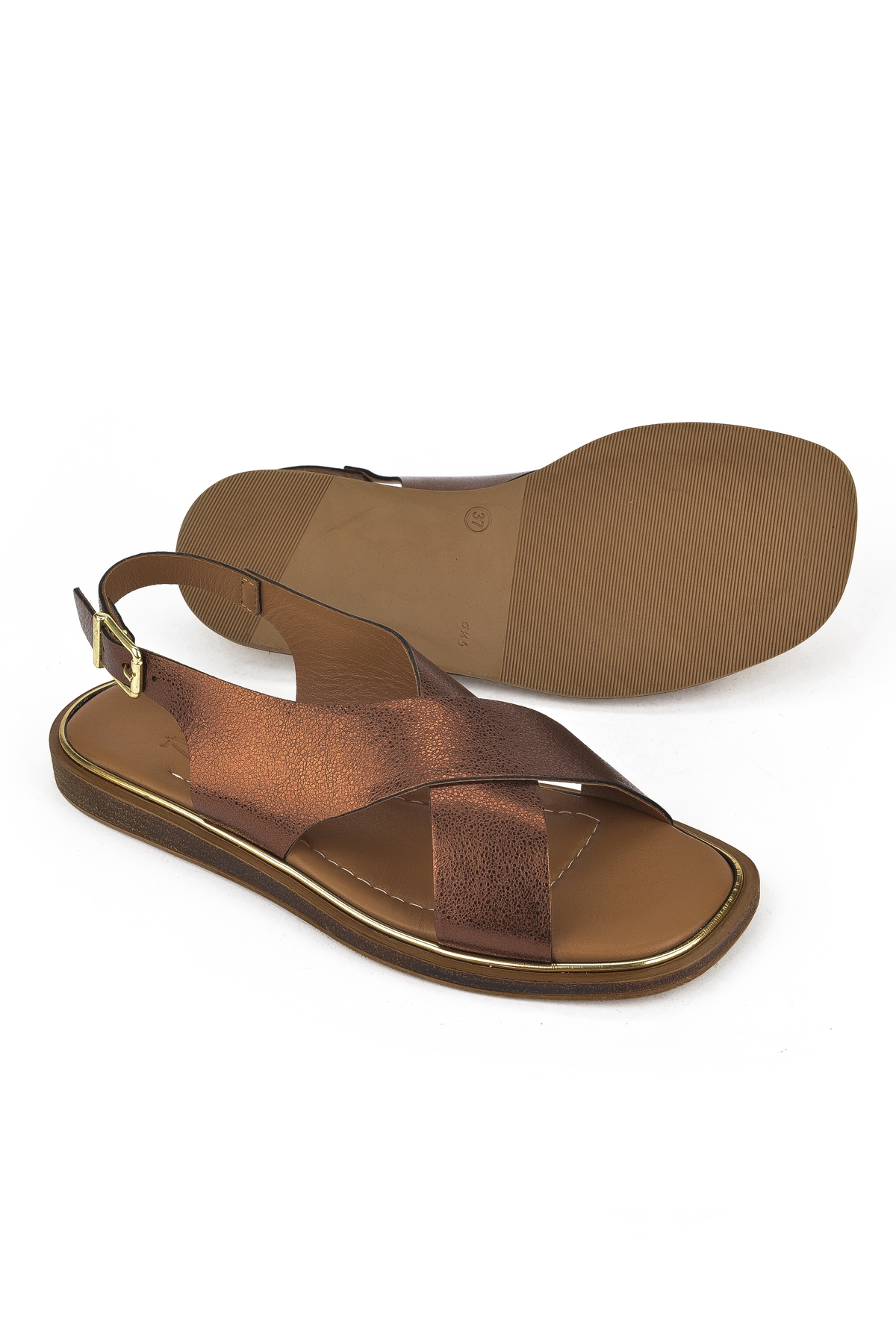 Kadın Hakiki Deri Sandalet 1511032Z11500 Bronz - Görsel 5