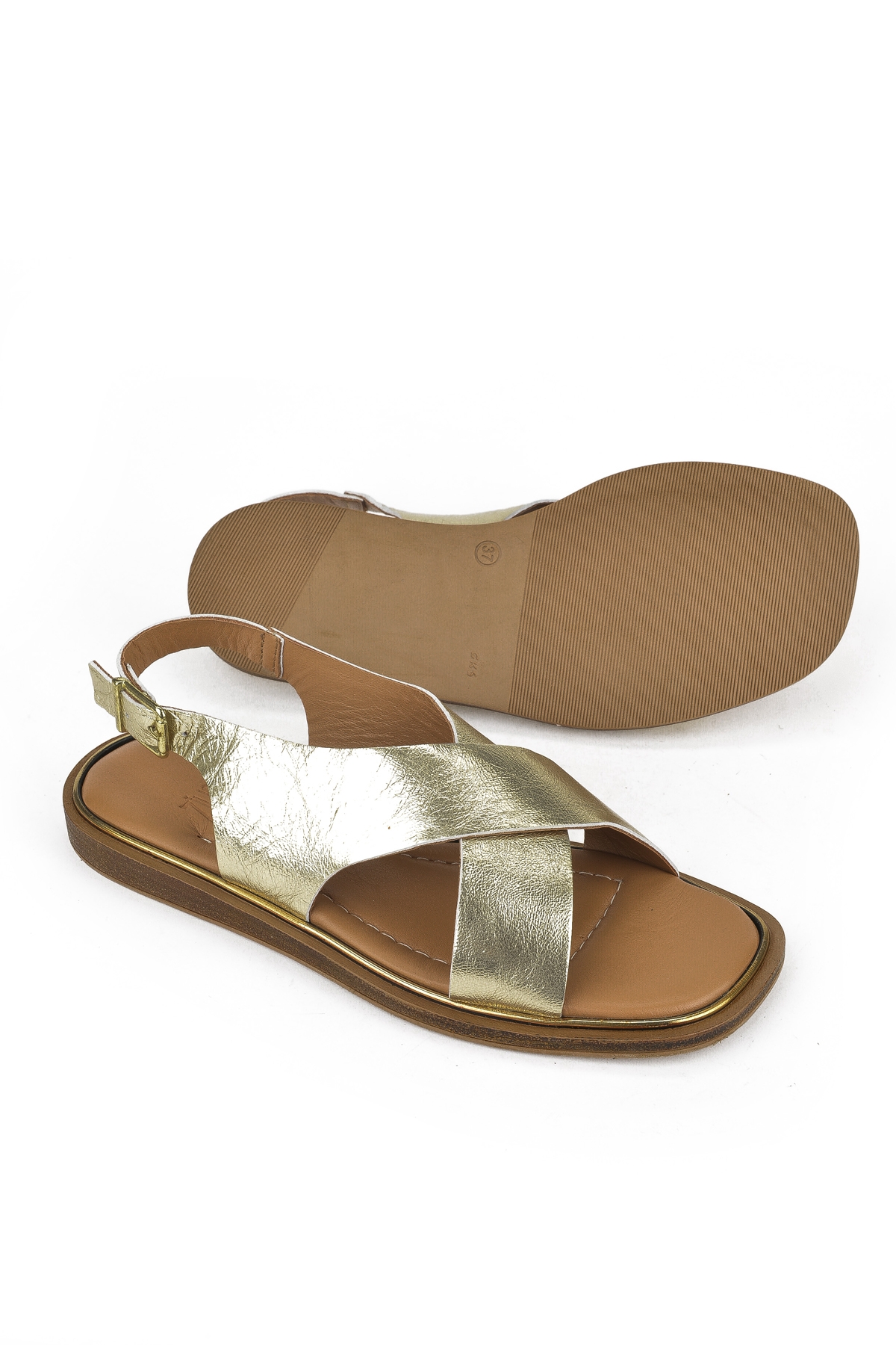 Kadın Hakiki Deri Sandalet 1511032Z11500 Altın - Görsel 5