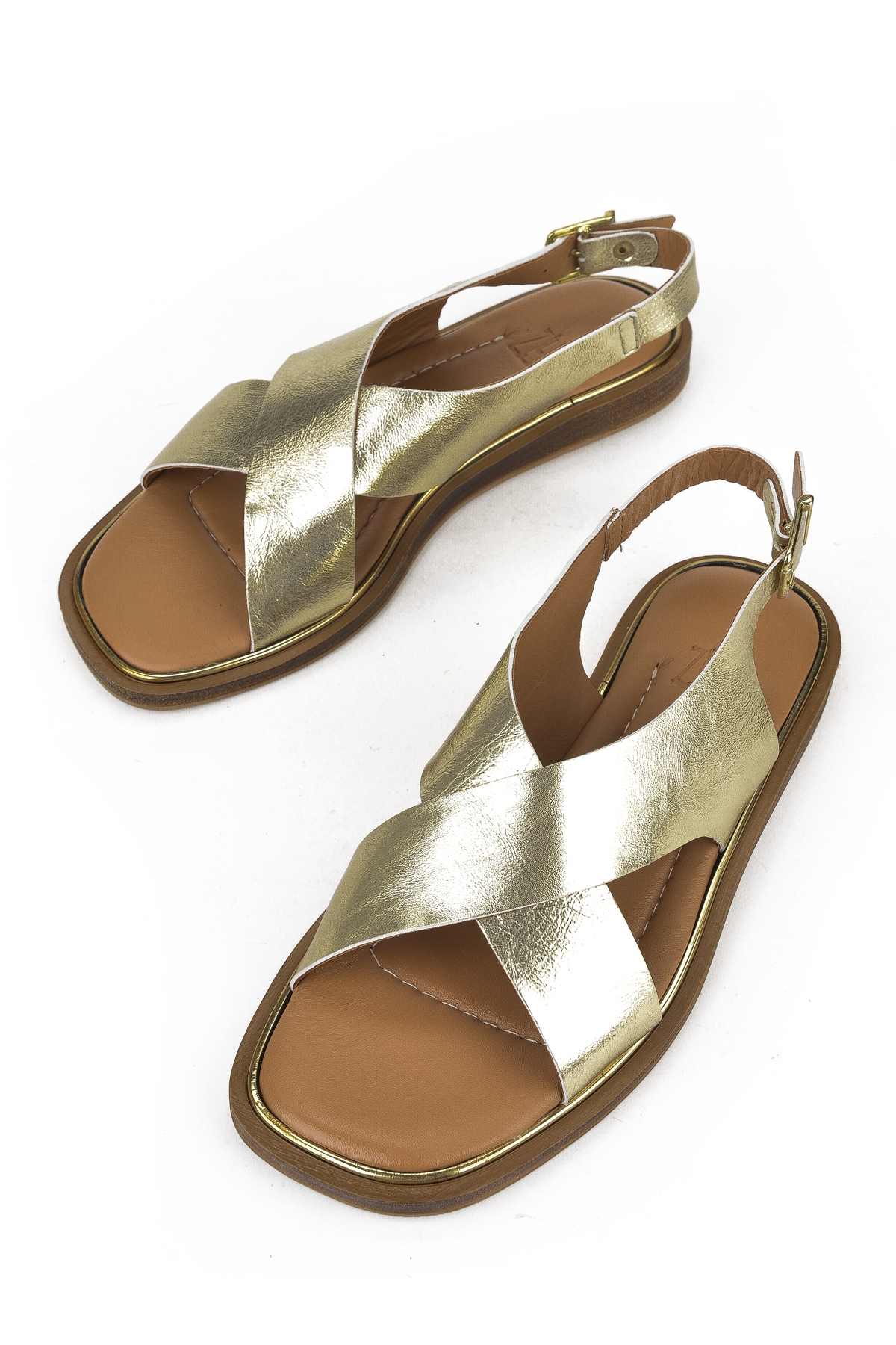 Kadın Hakiki Deri Sandalet 1511032Z11500 Altın - Görsel 6