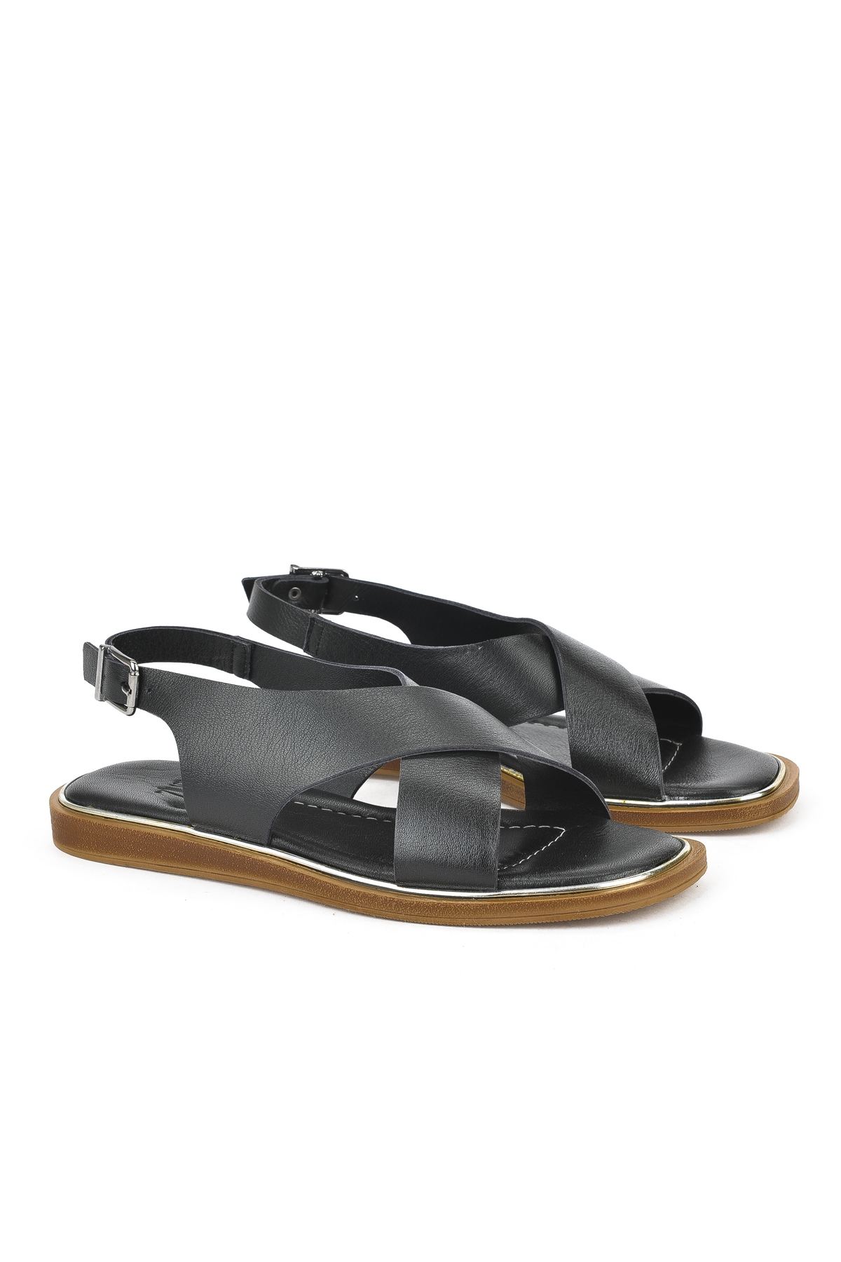 Kadın Hakiki Deri Sandalet 1511032Z11500 Siyah - Görsel 3
