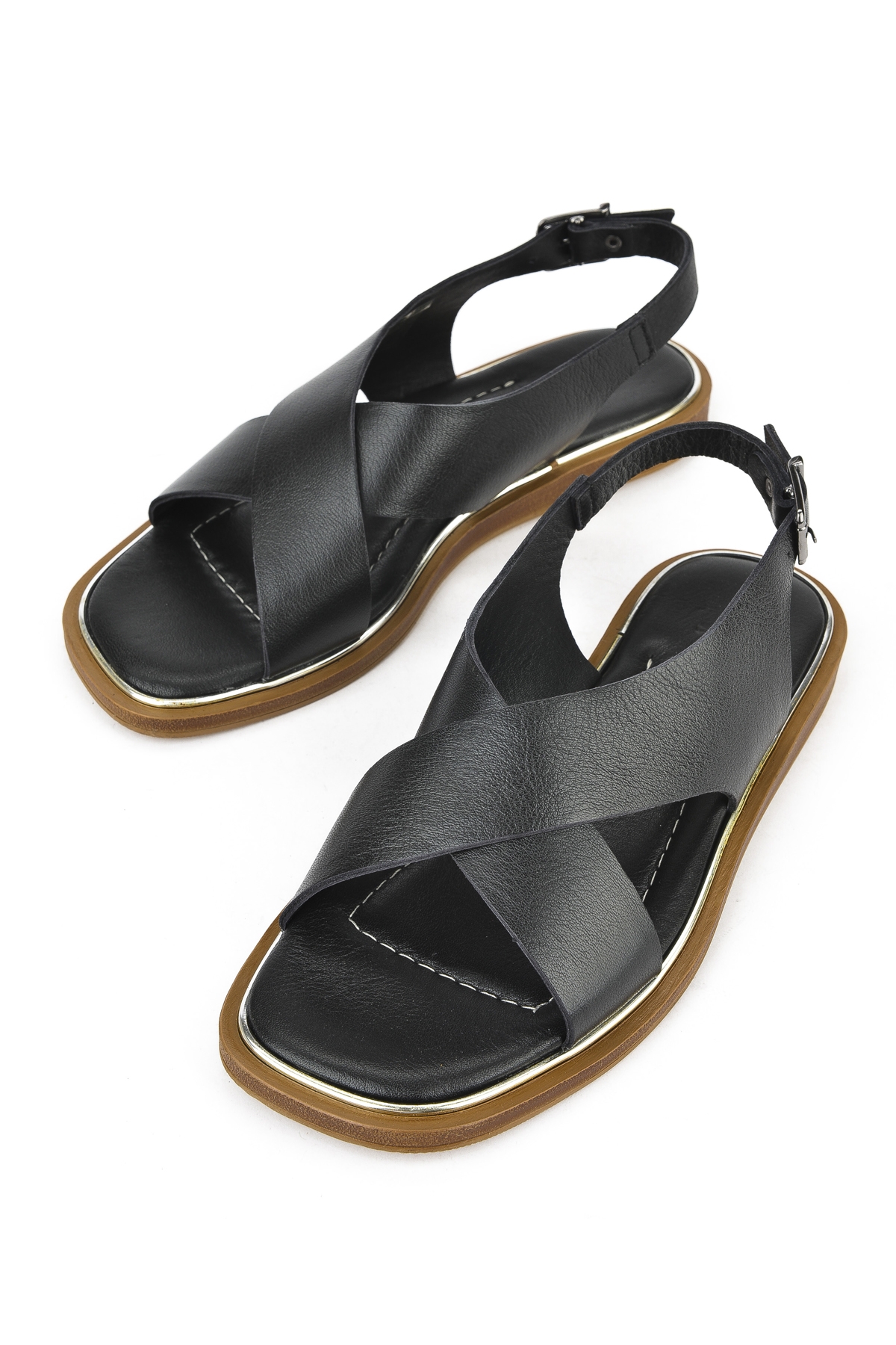 Kadın Hakiki Deri Sandalet 1511032Z11500 Siyah - Görsel 6