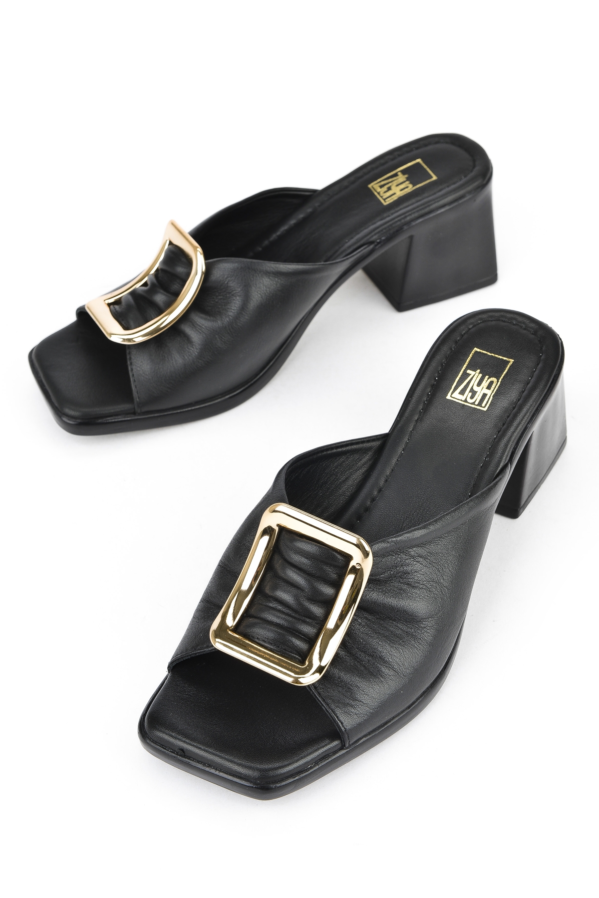 Kadın Hakiki Deri Topuklu Terlik 151992Z19008 Siyah - Görsel 6