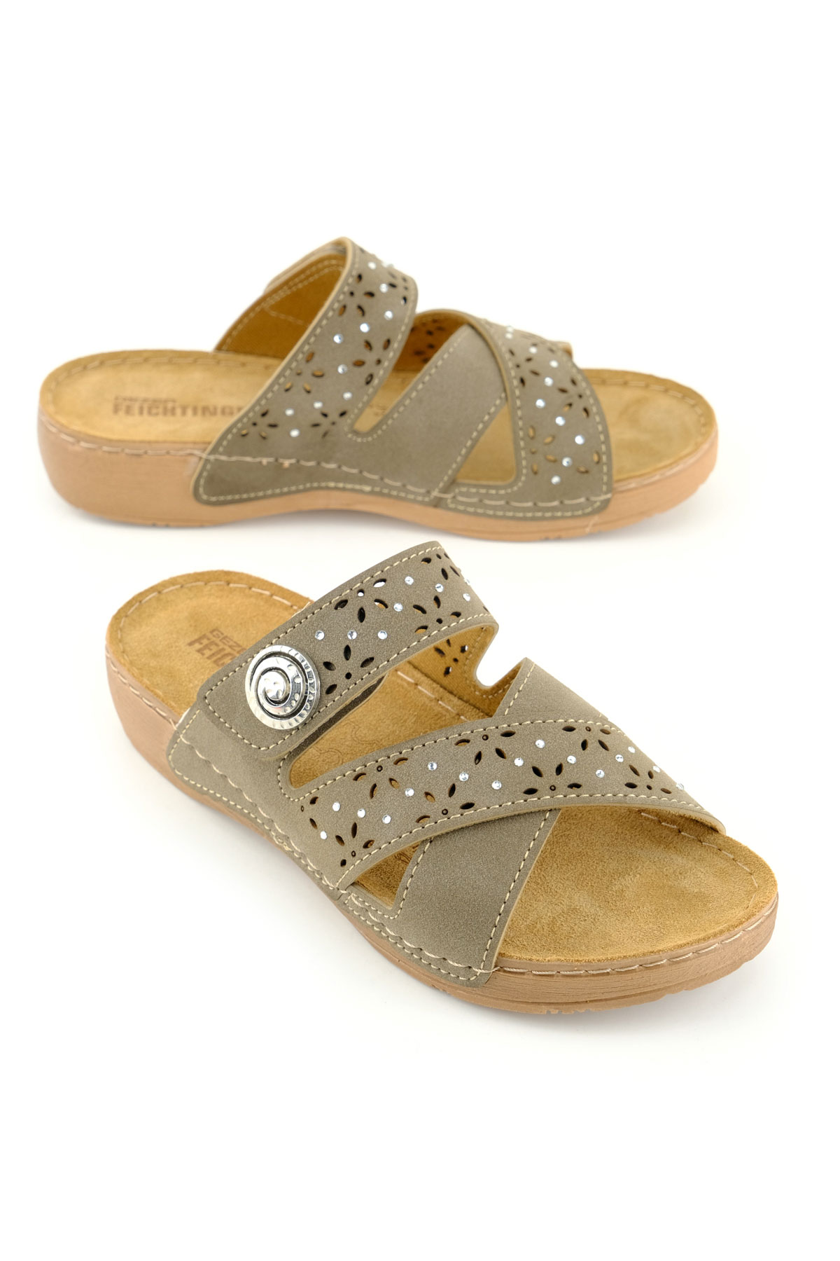 Feichtingen Kadın Yazlık İç Taban Hakiki Deri Tek Cırt Cırtlı Ayarlanabilir Rahat Taban Günlük Terlik - Görsel 2