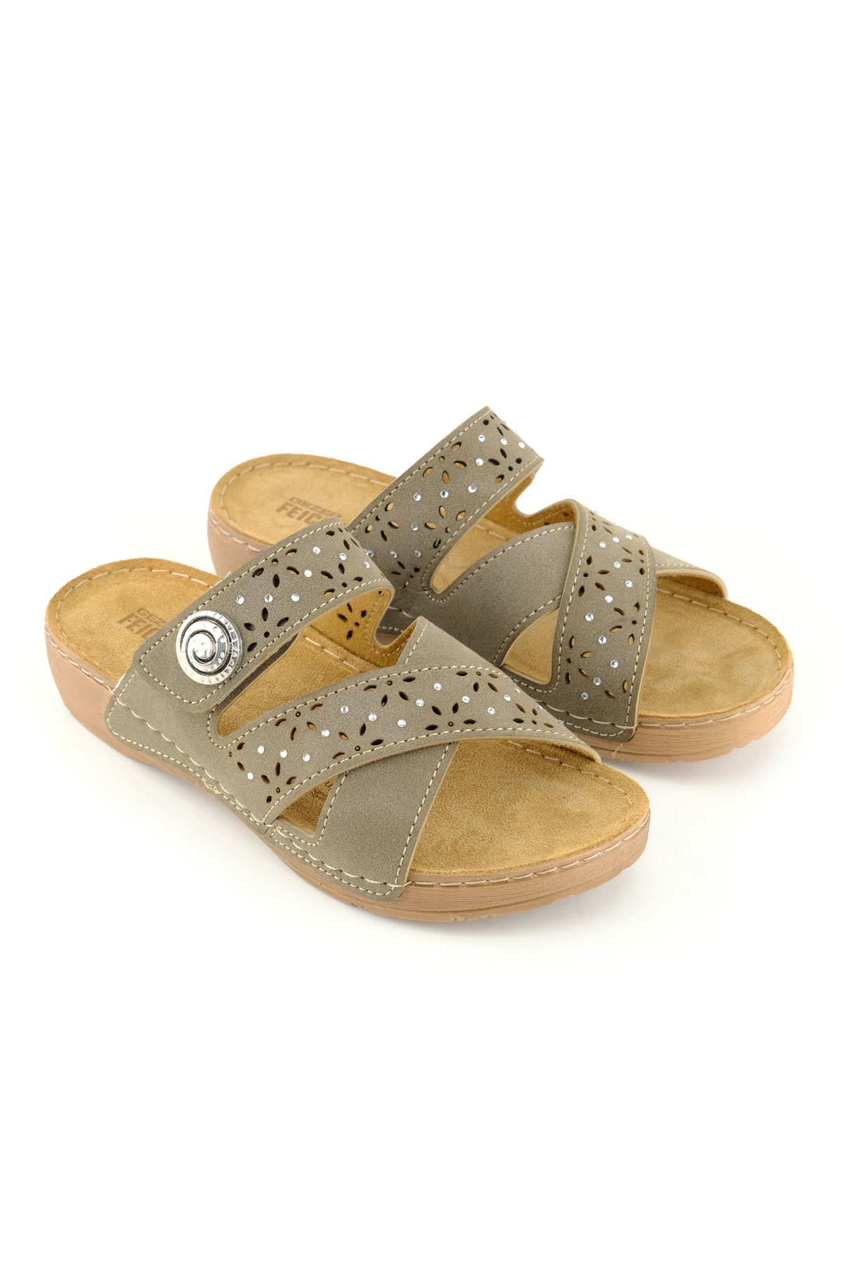 Feichtingen Kadın Yazlık İç Taban Hakiki Deri Tek Cırt Cırtlı Ayarlanabilir Rahat Taban Günlük Terlik - Görsel 4