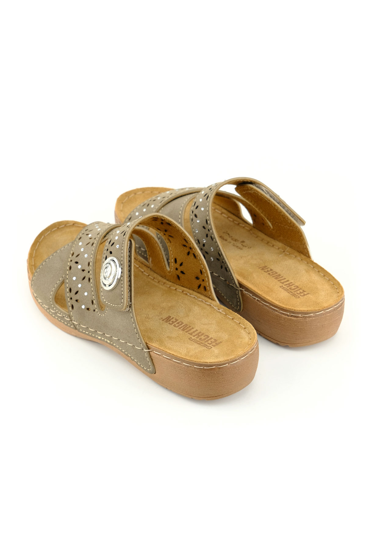 Feichtingen Kadın Yazlık İç Taban Hakiki Deri Tek Cırt Cırtlı Ayarlanabilir Rahat Taban Günlük Terlik - Görsel 5