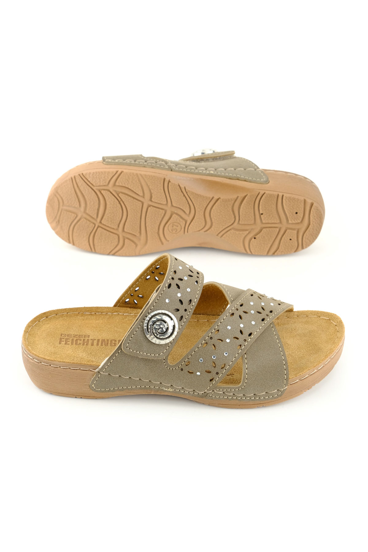 Feichtingen Kadın Yazlık İç Taban Hakiki Deri Tek Cırt Cırtlı Ayarlanabilir Rahat Taban Günlük Terlik - Görsel 6