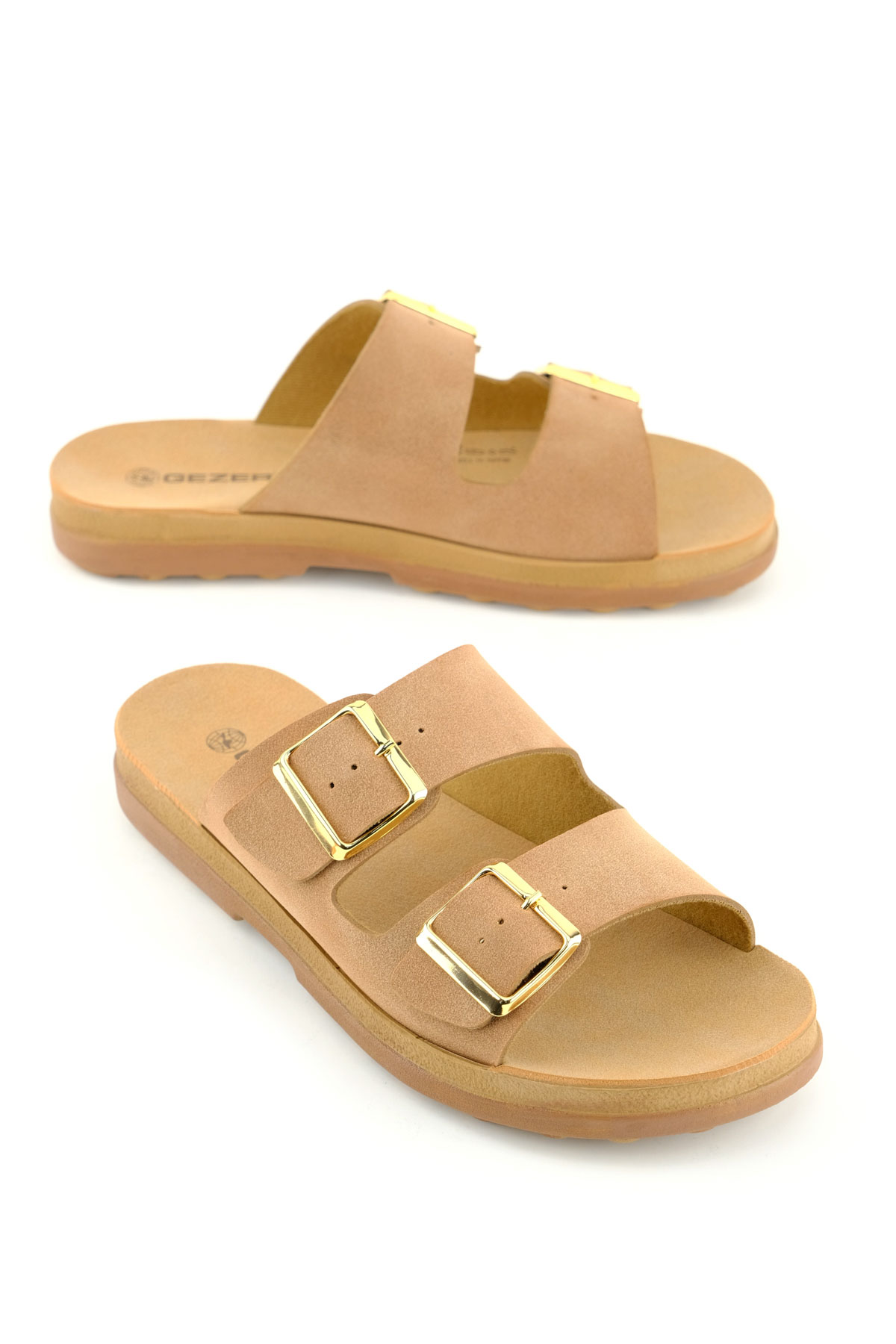 Kadın Yazlık Suni Deri İki Toka Ayarlanabilir Comfort Taban Günlük Terlik - Görsel 2