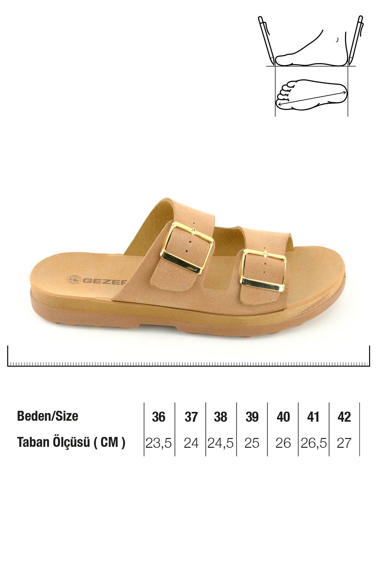 Kadın Yazlık Suni Deri İki Toka Ayarlanabilir Comfort Taban Günlük Terlik - Görsel 3