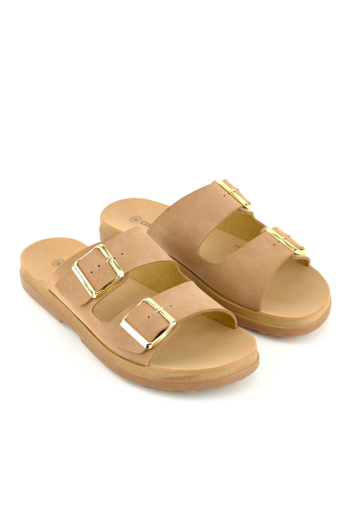 Kadın Yazlık Suni Deri İki Toka Ayarlanabilir Comfort Taban Günlük Terlik - Görsel 4