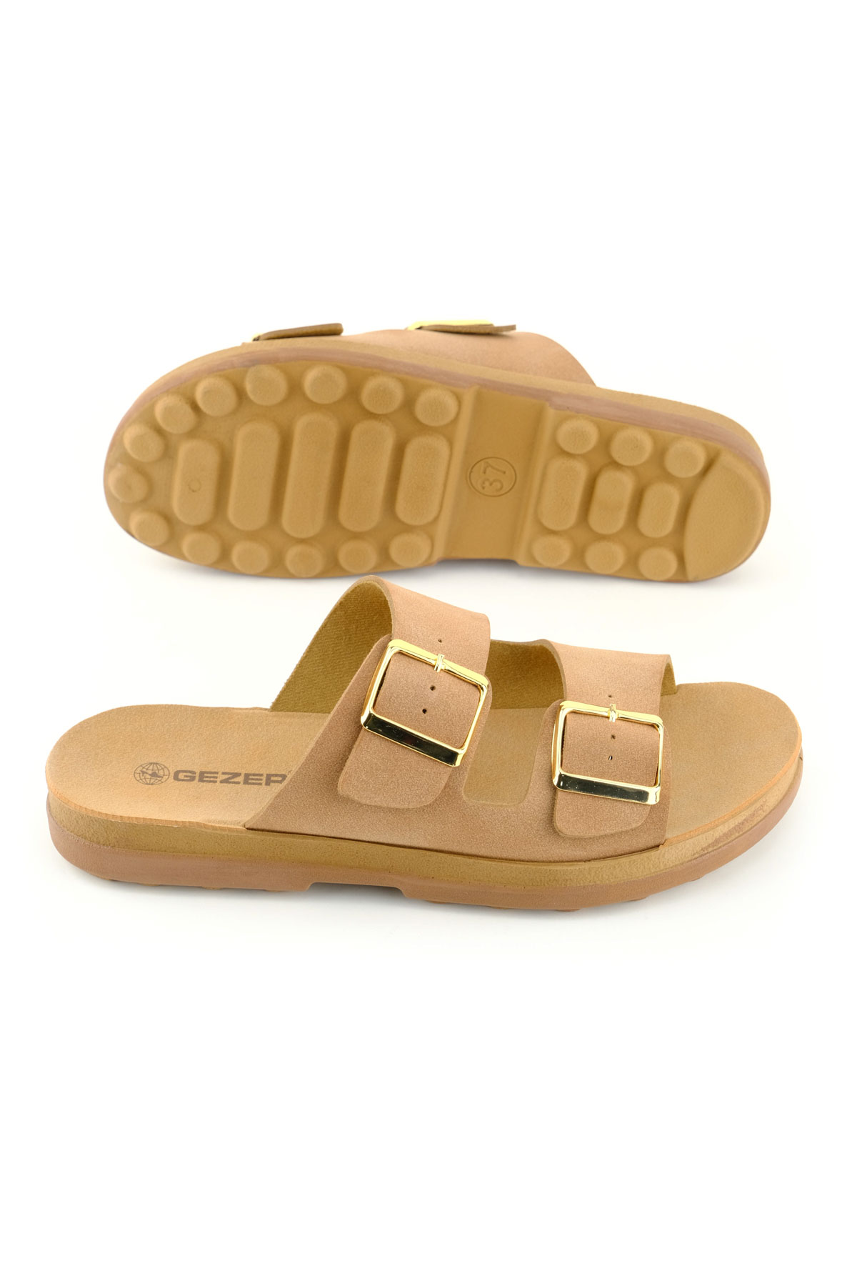 Kadın Yazlık Suni Deri İki Toka Ayarlanabilir Comfort Taban Günlük Terlik - Görsel 6