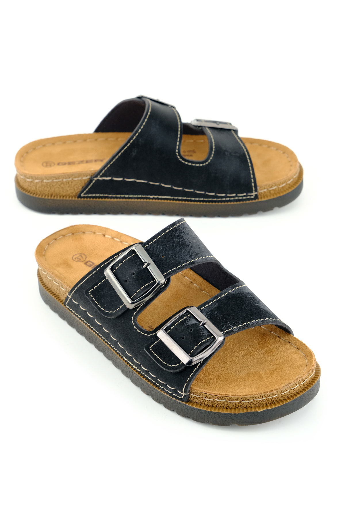 Kadın Yazlık Suni Deri İki Toka Ayarlanabilir Comfort Taban Günlük Terlik - Görsel 2