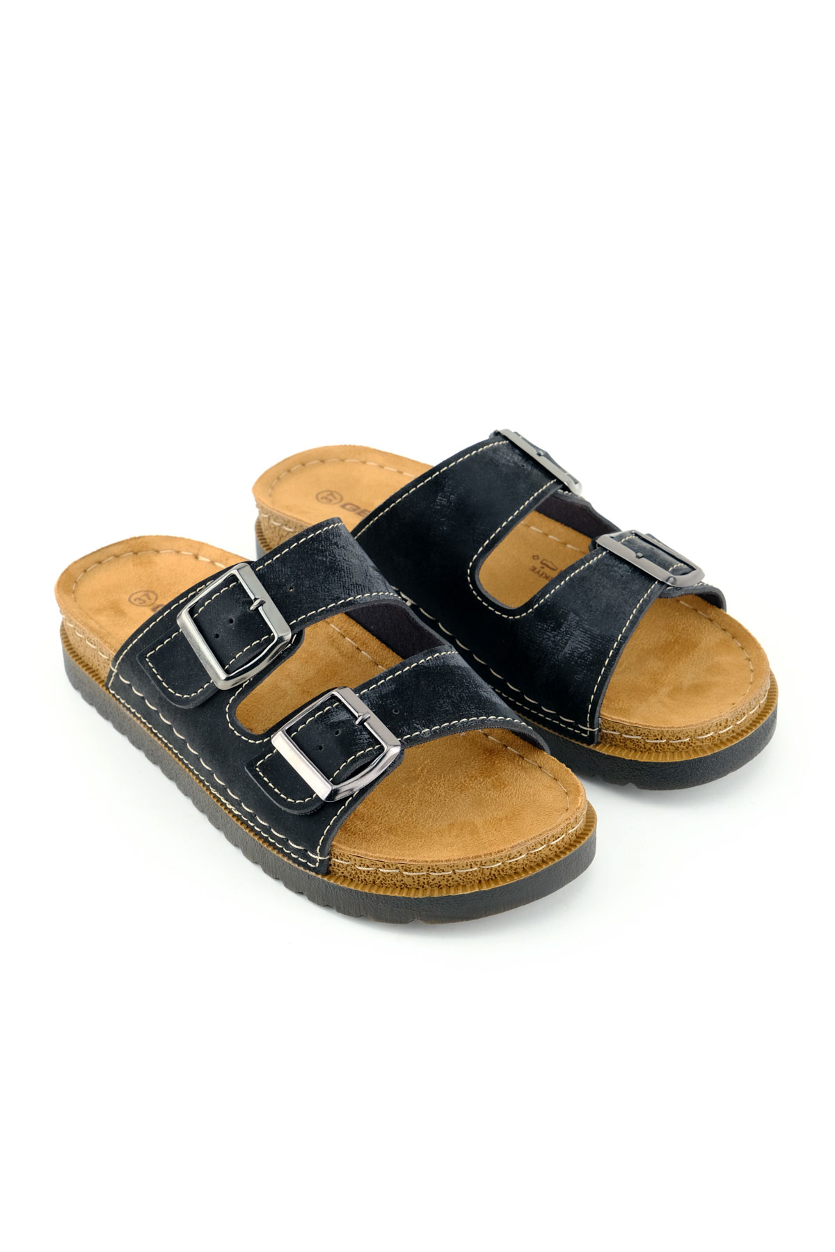 Kadın Yazlık Suni Deri İki Toka Ayarlanabilir Comfort Taban Günlük Terlik - Görsel 4