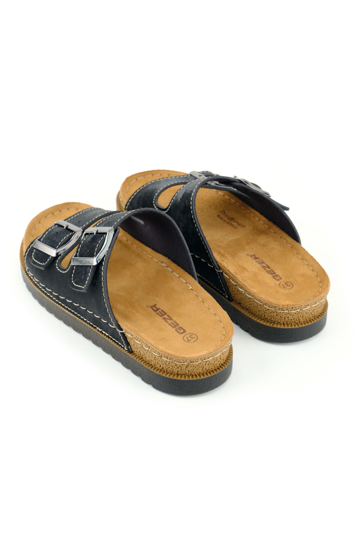 Kadın Yazlık Suni Deri İki Toka Ayarlanabilir Comfort Taban Günlük Terlik - Görsel 5