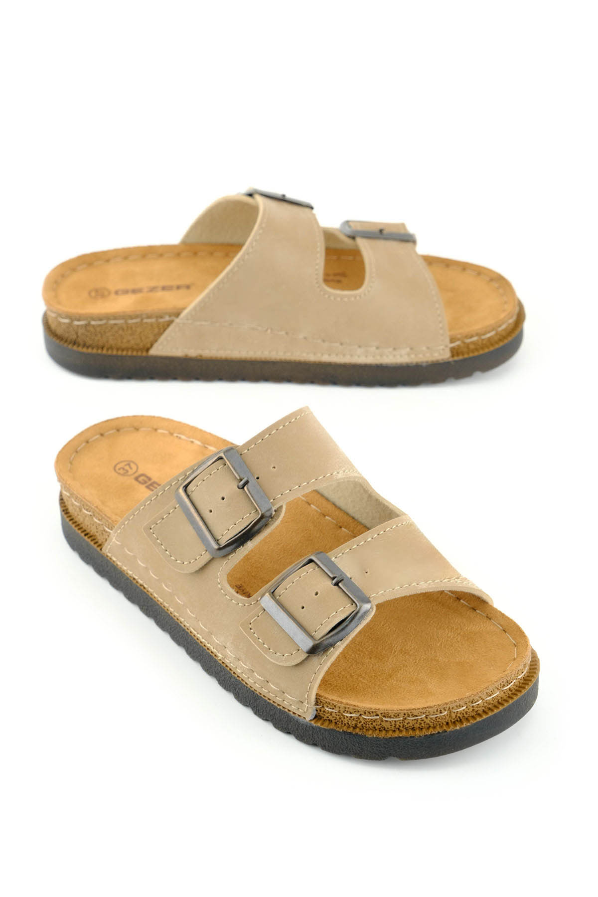 Kadın Yazlık Suni Deri İki Toka Ayarlanabilir Comfort Taban Günlük Terlik - Görsel 2