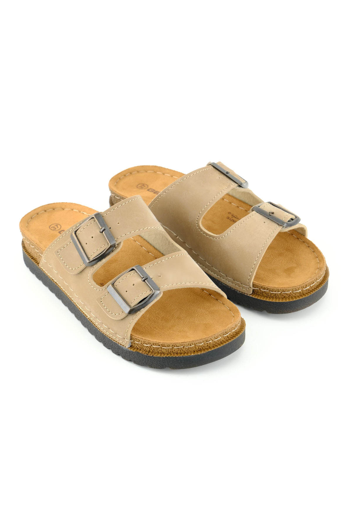 Kadın Yazlık Suni Deri İki Toka Ayarlanabilir Comfort Taban Günlük Terlik - Görsel 4