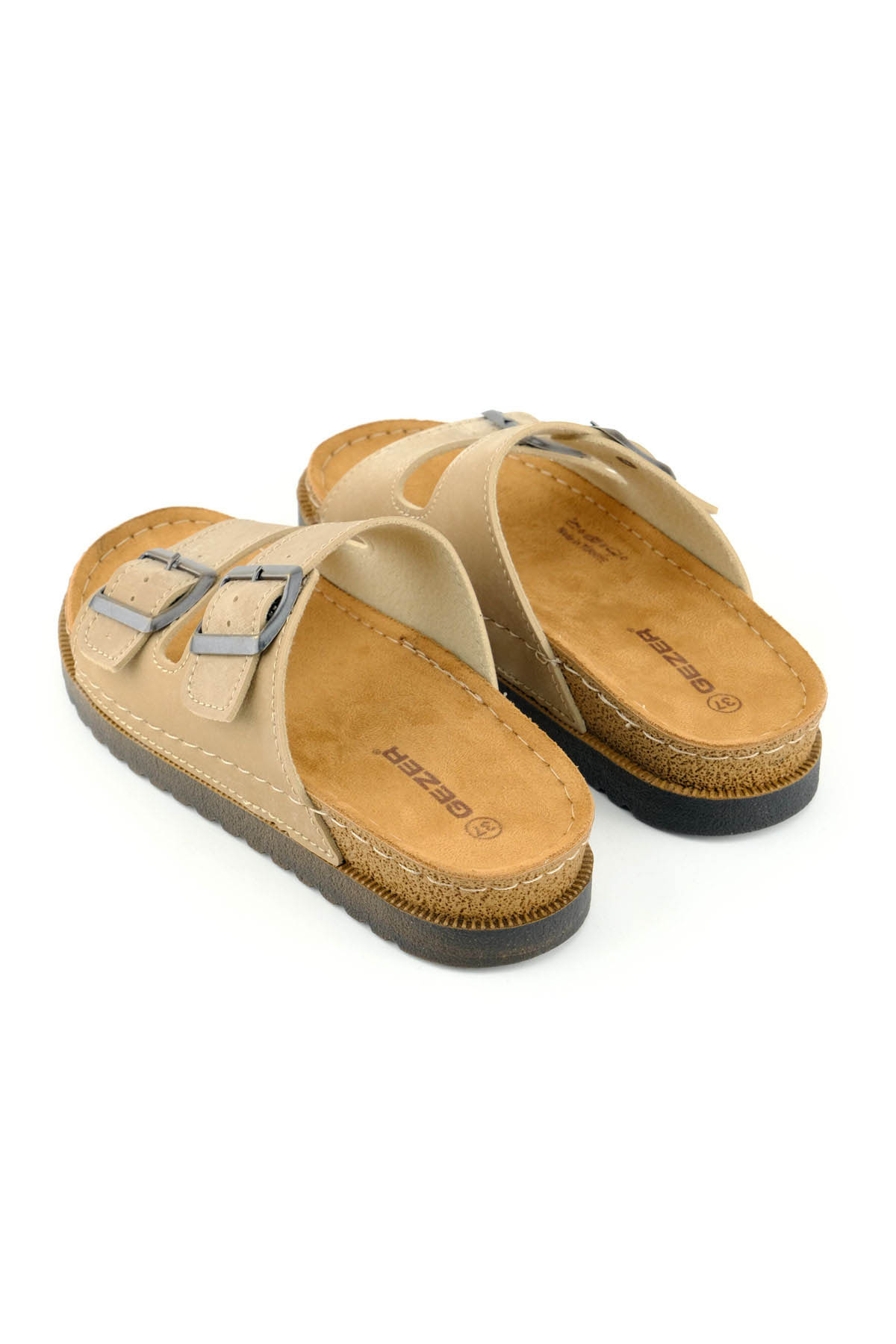 Kadın Yazlık Suni Deri İki Toka Ayarlanabilir Comfort Taban Günlük Terlik - Görsel 5