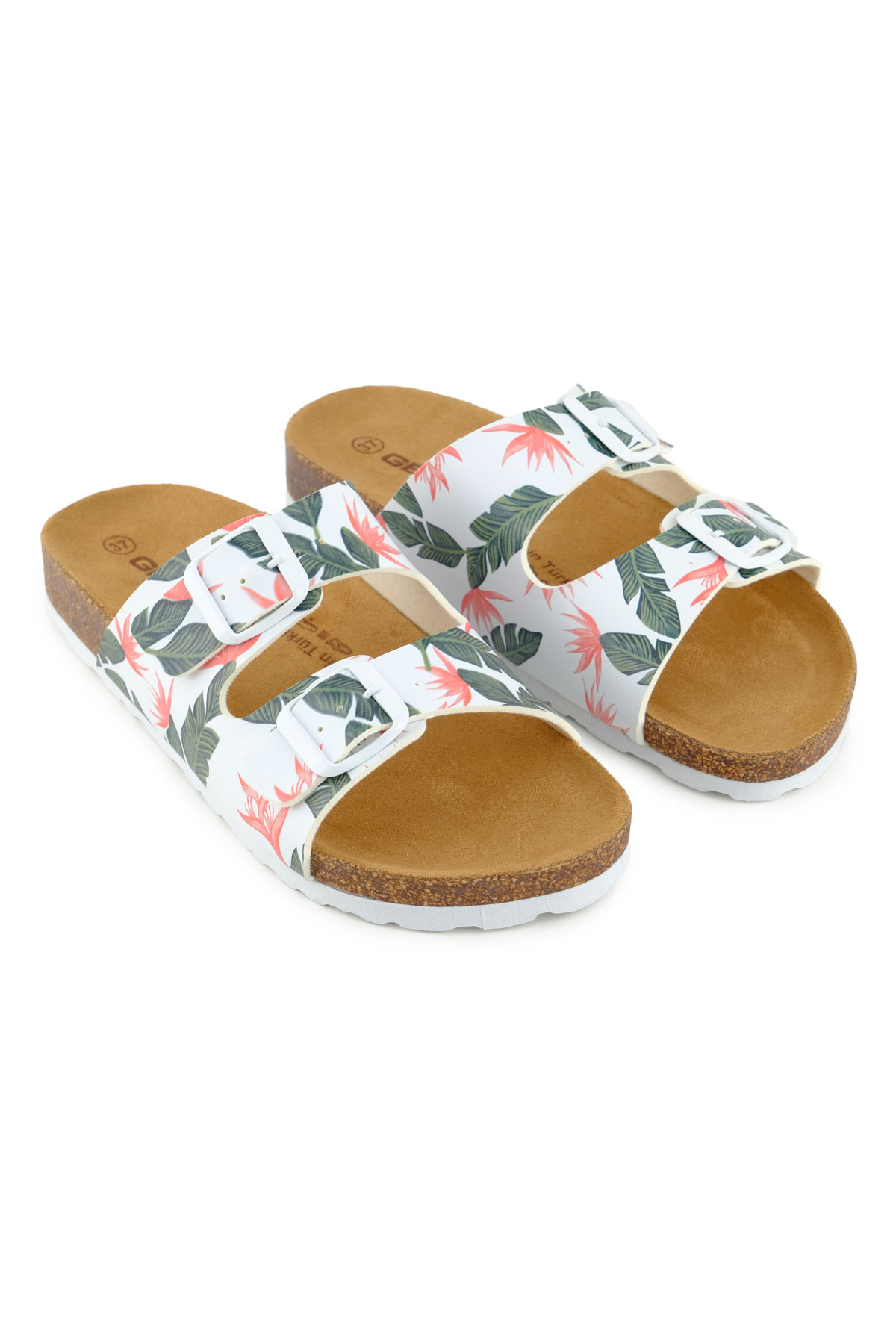 Kadın Yazlık Rahat Mantar PVC Taban İki Toka Ayarlanabilir Günlük Terlik - Görsel 4