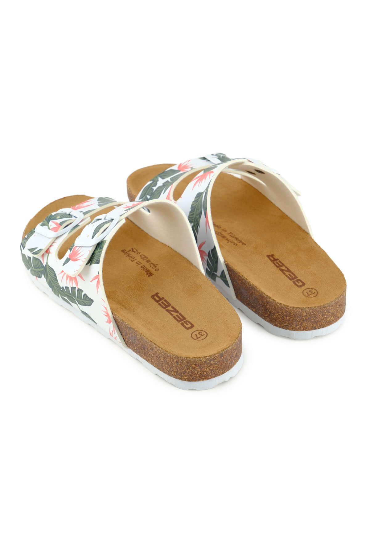 Kadın Yazlık Rahat Mantar PVC Taban İki Toka Ayarlanabilir Günlük Terlik - Görsel 5