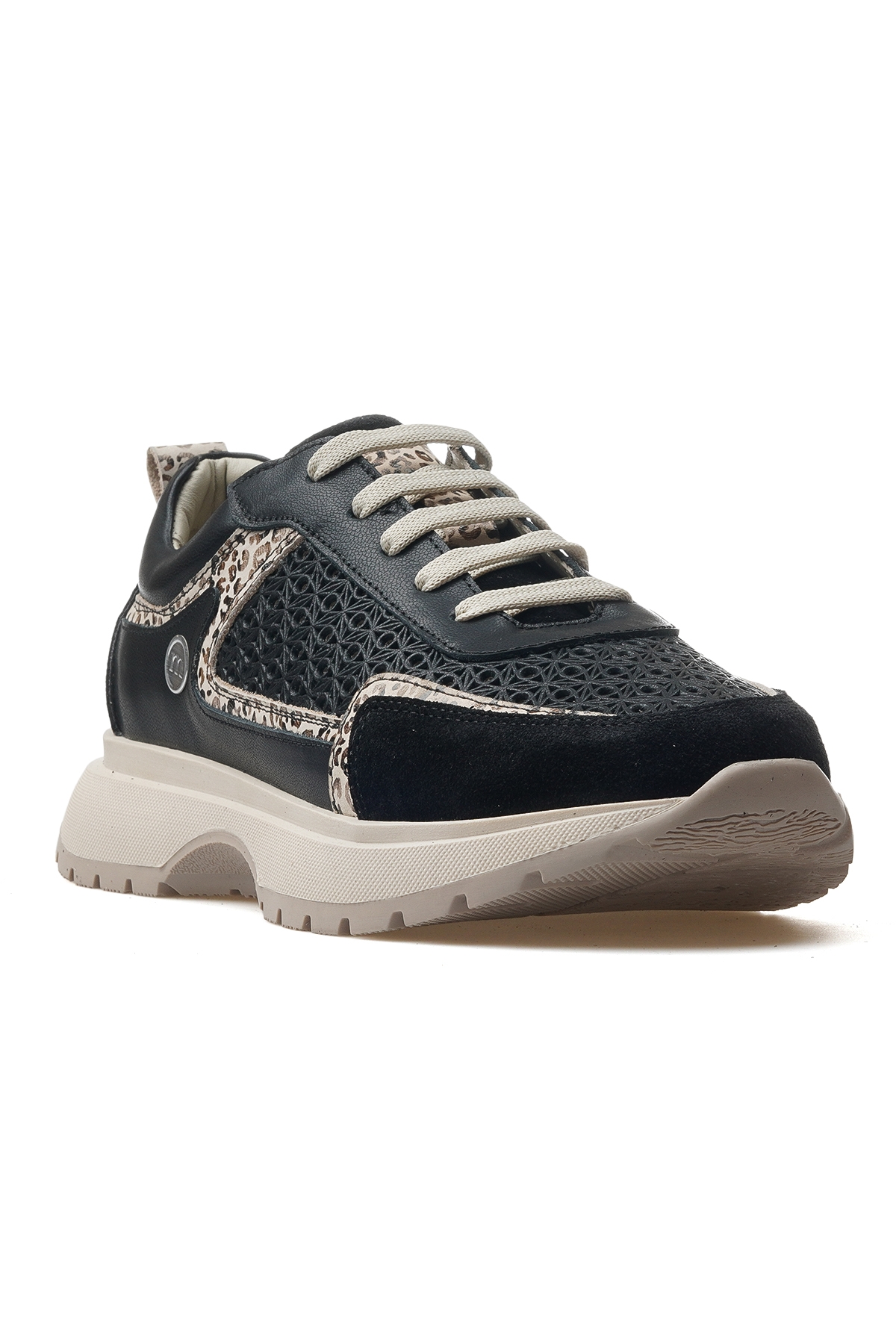 Kadın Hakiki Deri Casual Günlük Ayakkabı 25y D25ya-7325 Z Siyah Bej / Leopar - Görsel 5