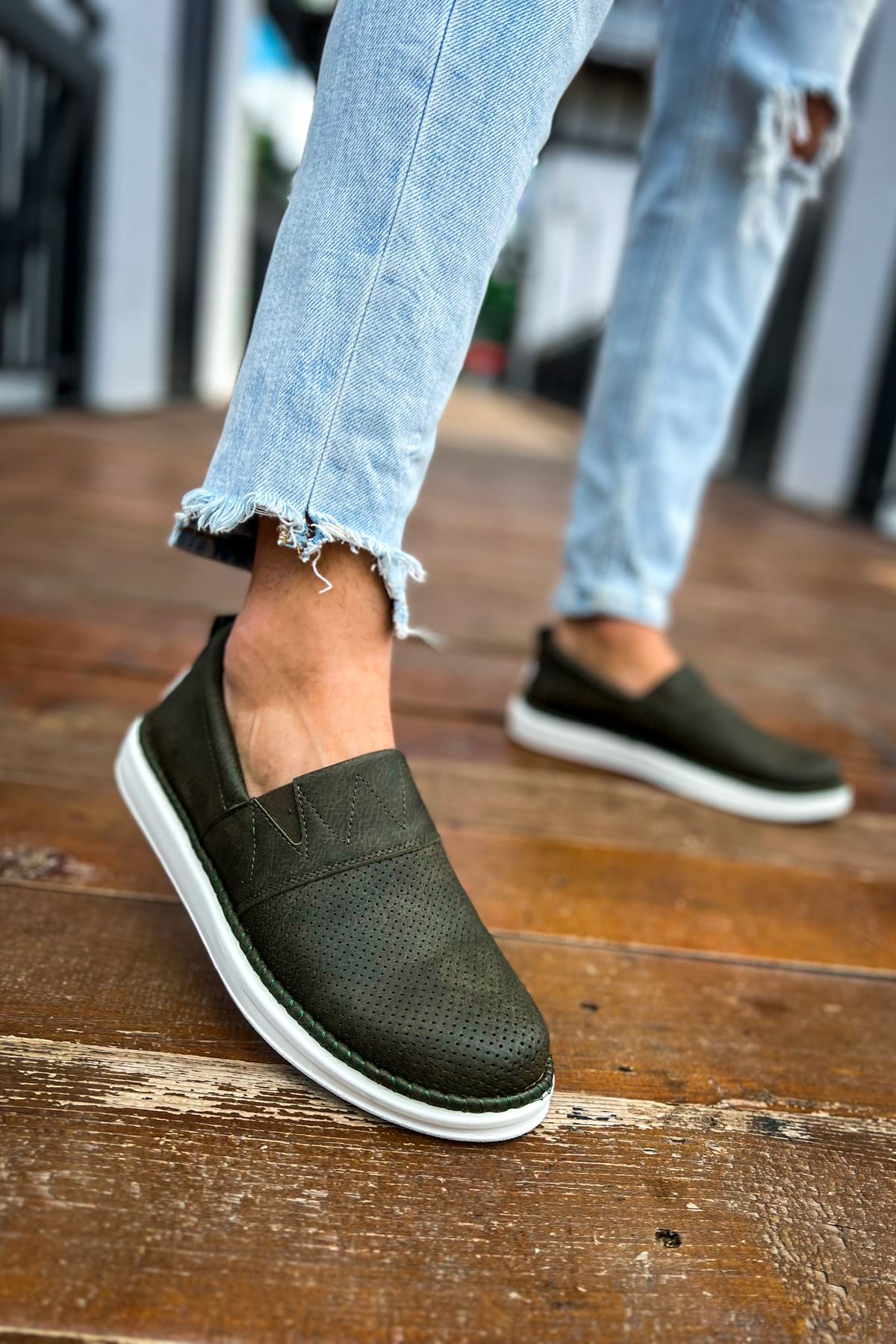 Düz Erkek Günlük Ayakkabı Haki - Görsel 2