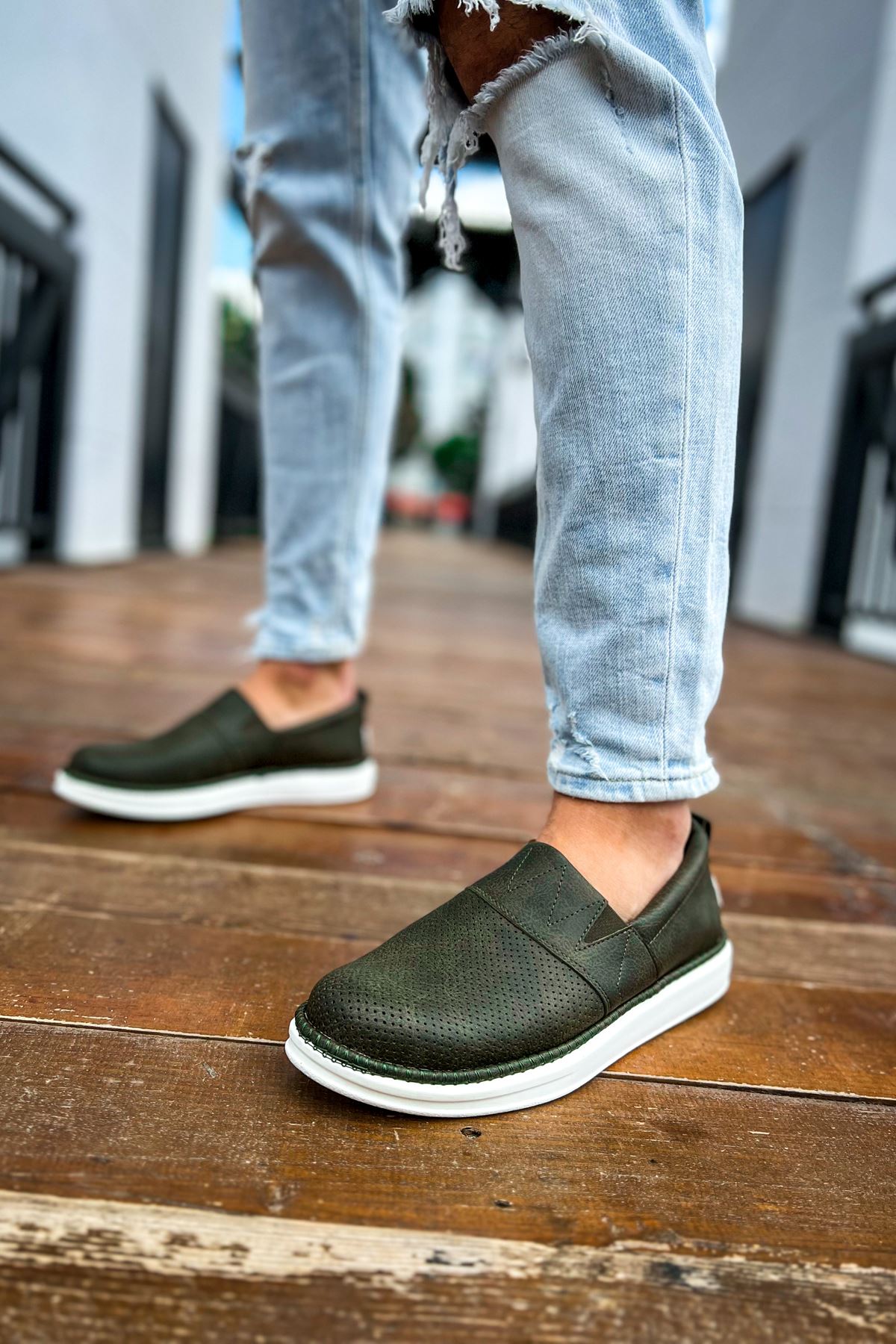 Düz Erkek Günlük Ayakkabı Haki - Görsel 3