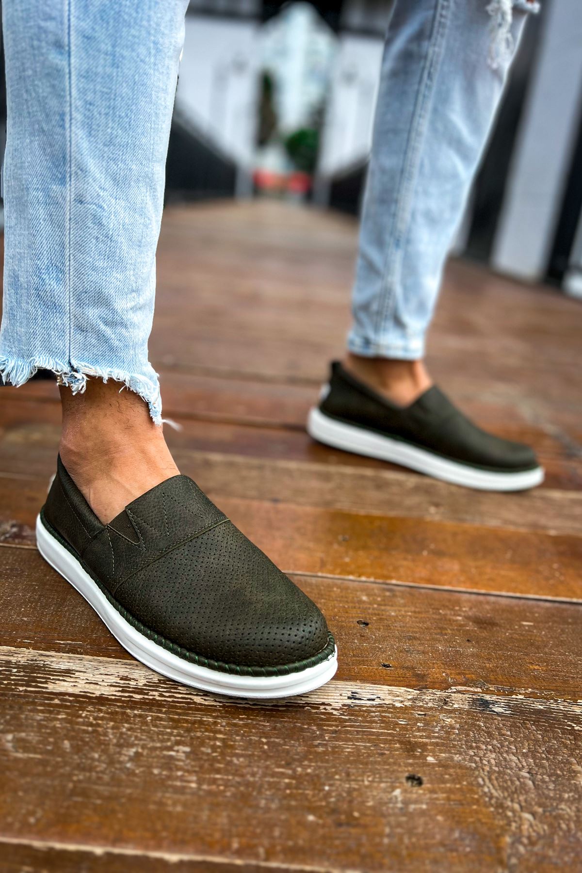 Düz Erkek Günlük Ayakkabı Haki - Görsel 4