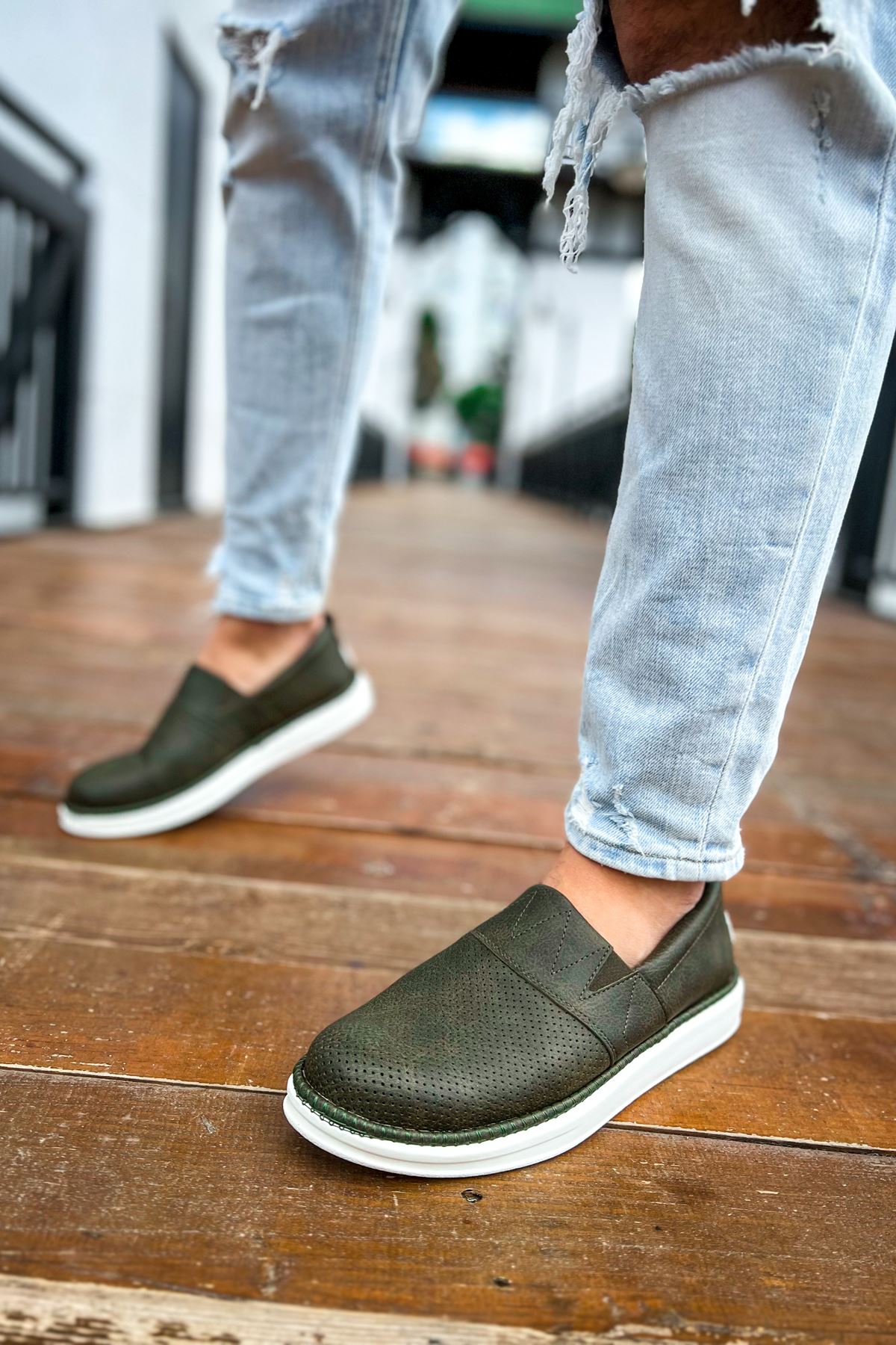 Düz Erkek Günlük Ayakkabı Haki - Görsel 5