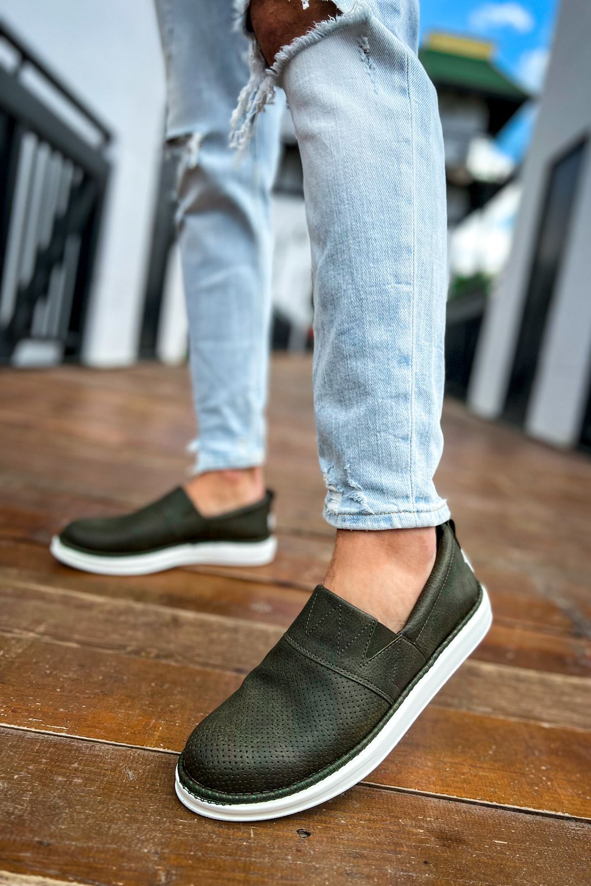 Düz Erkek Günlük Ayakkabı Haki - Görsel 6