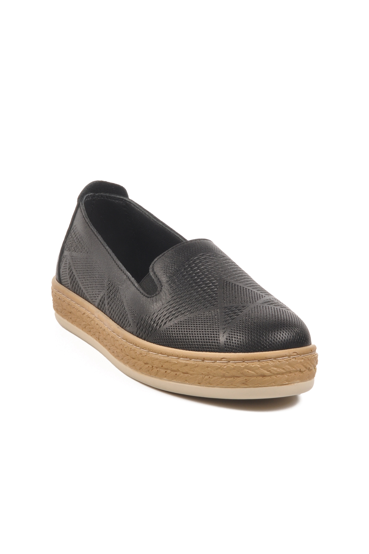 Aspor Siyah Hakiki Deri Kadın Casual Ayakkabı - Görsel 4