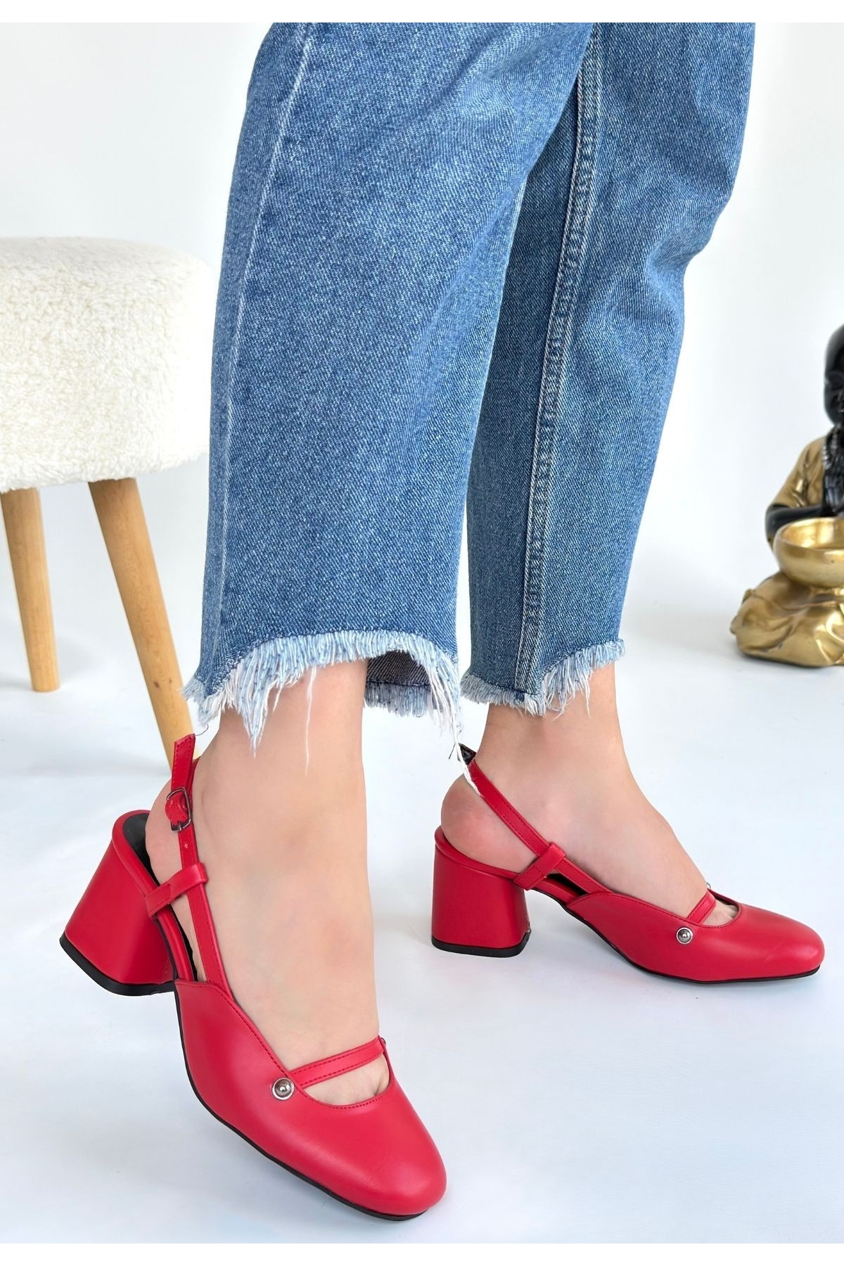 Kırmızı Kadın Topuklu Ayakkabı - Görsel 3